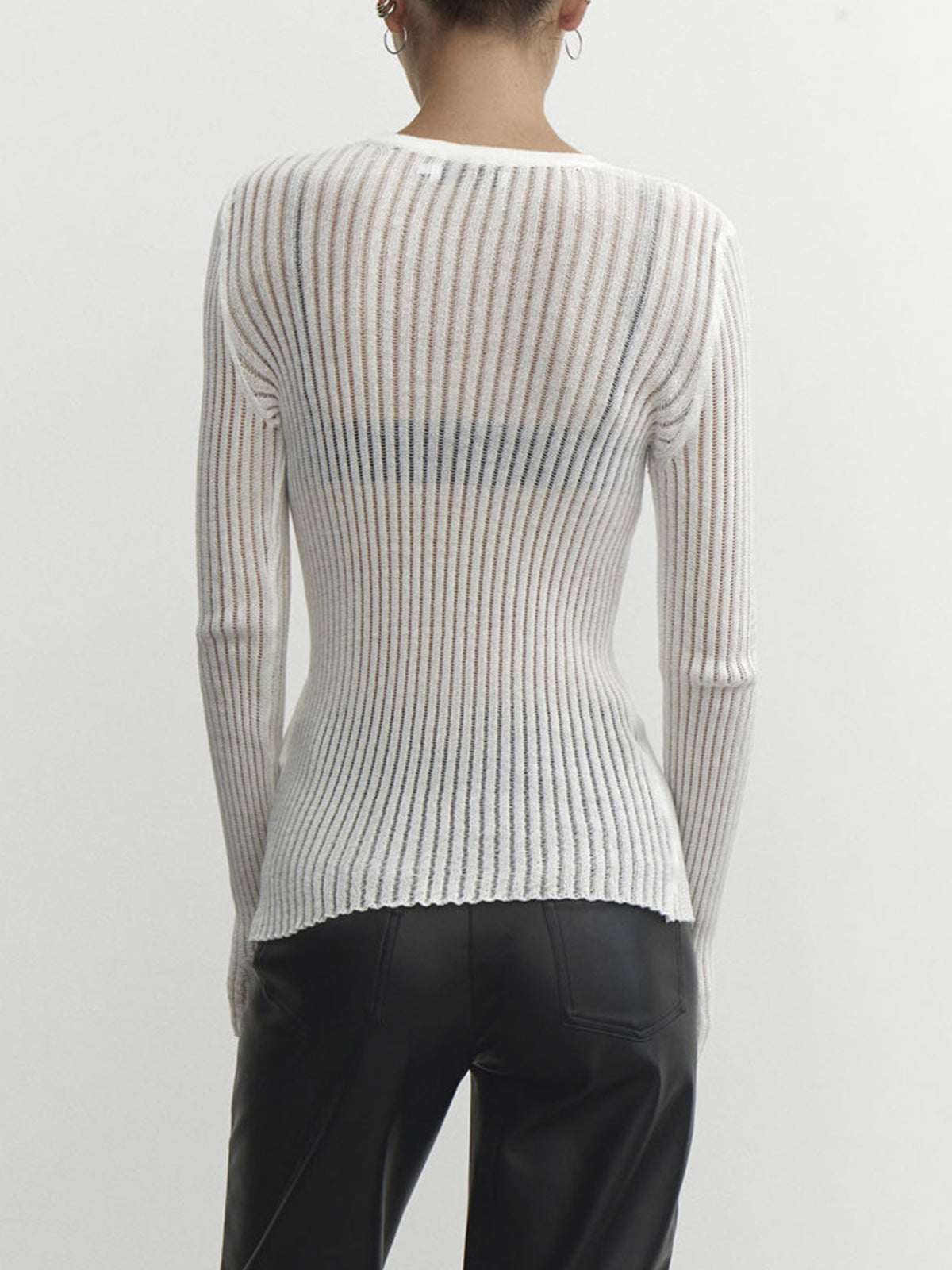 Se Through Ribbed Mesh Top