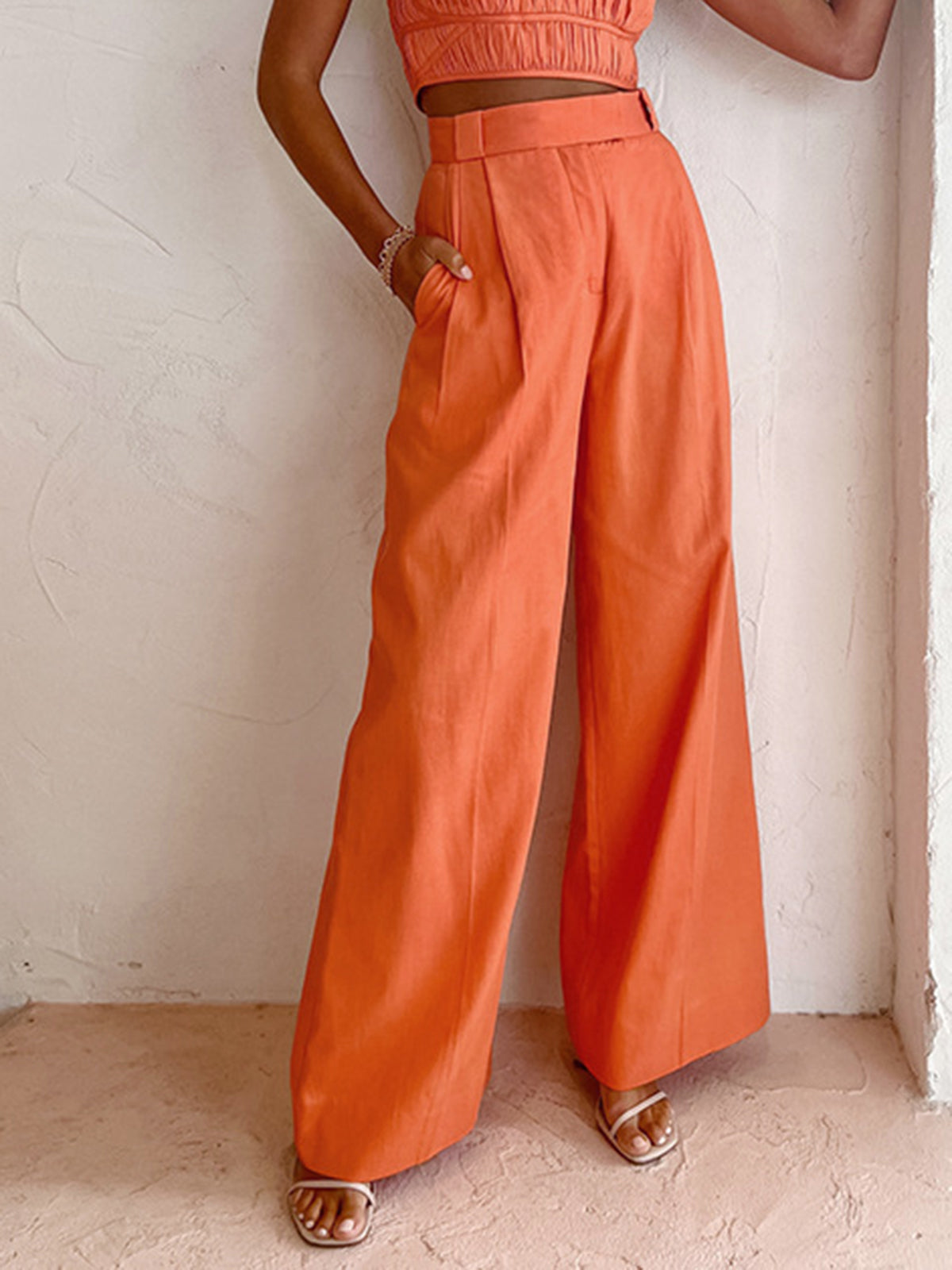 Vitamin C Linen Cotton Wide Leg Pants