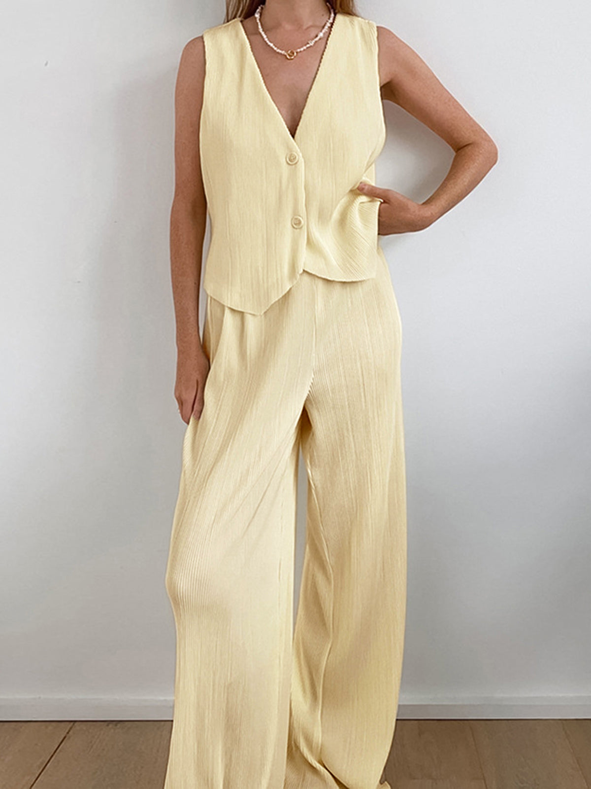 Limoncello Pleat Two Piece Pants Set