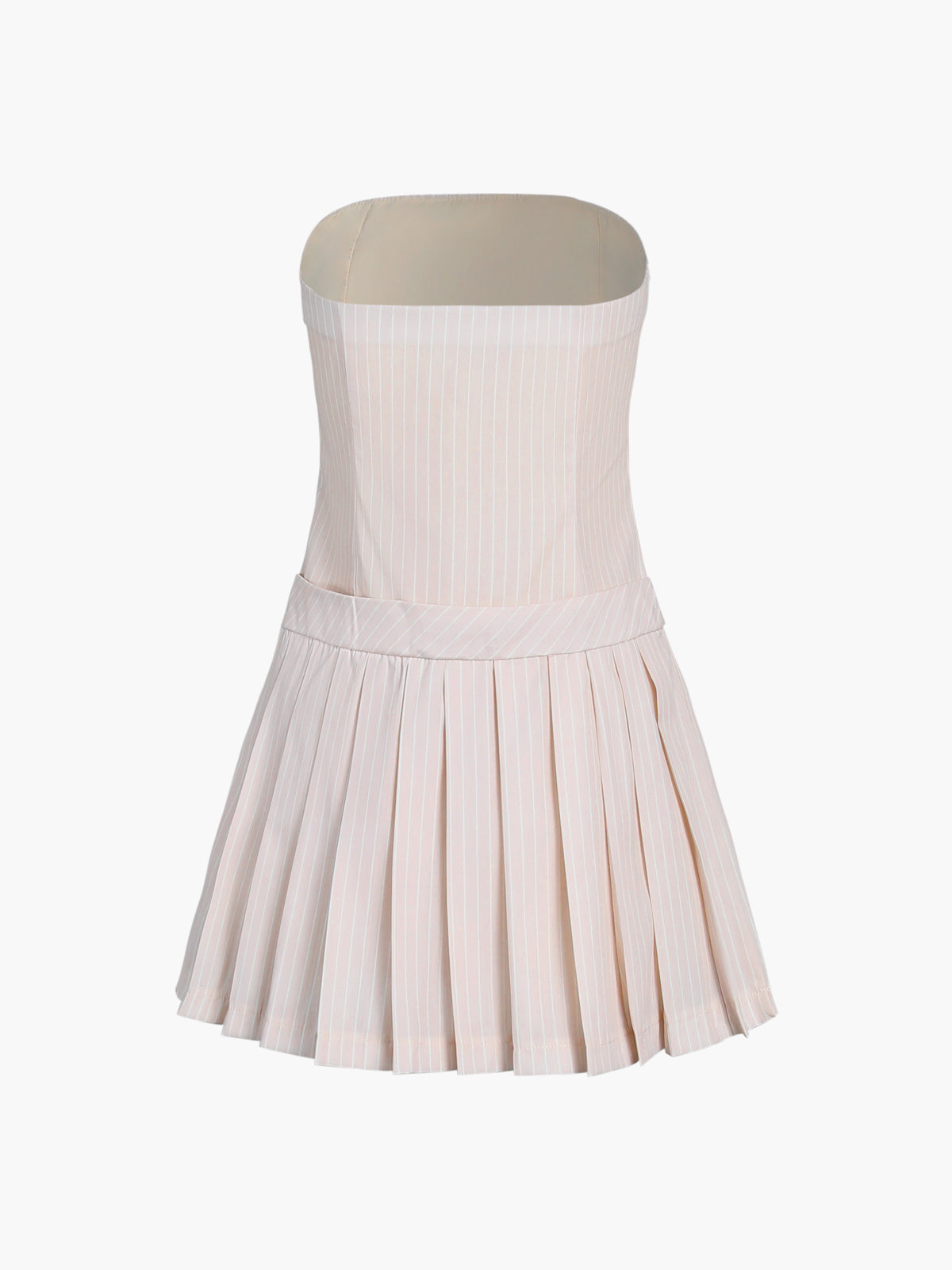 Pinstripe Pleat Tube Short Dress