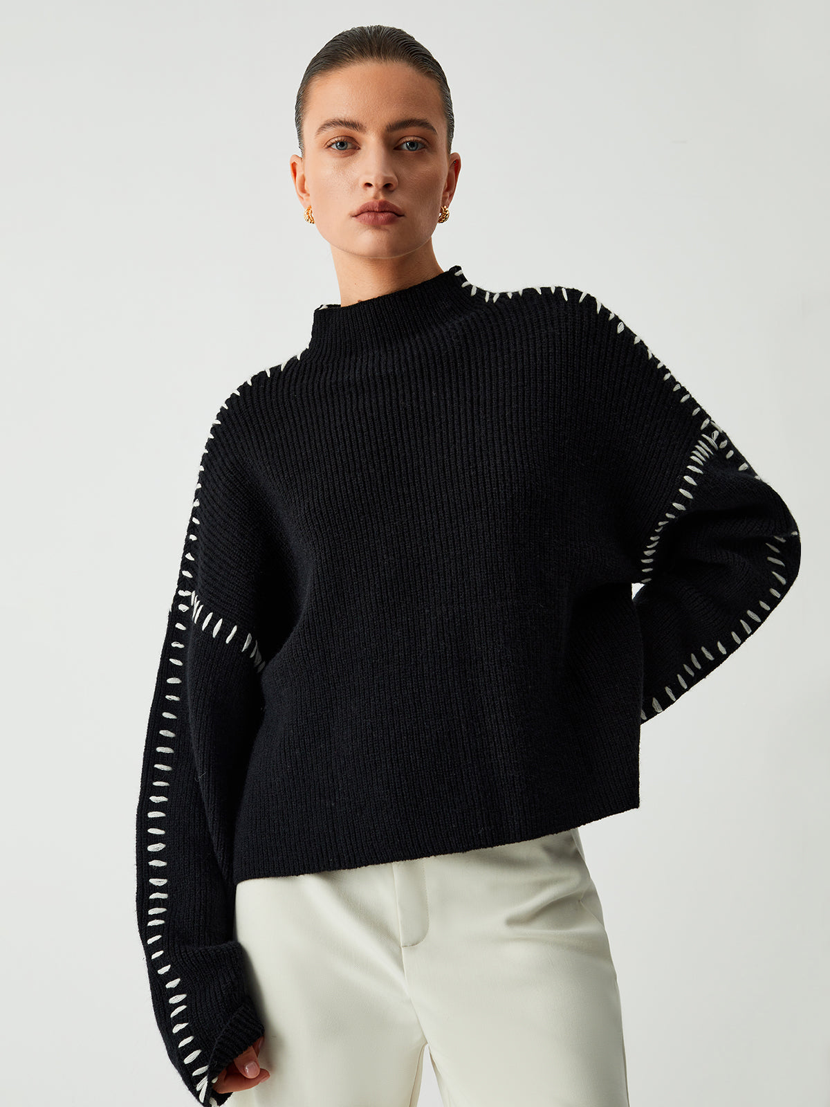 Shift The Focus Oversized Mock Neck Tröja