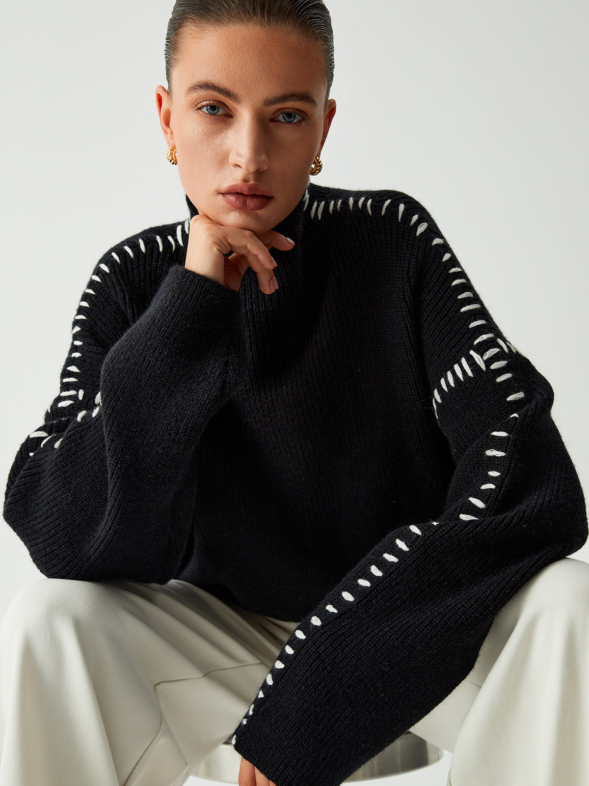 Shift The Focus Oversized Mock Neck Sweater