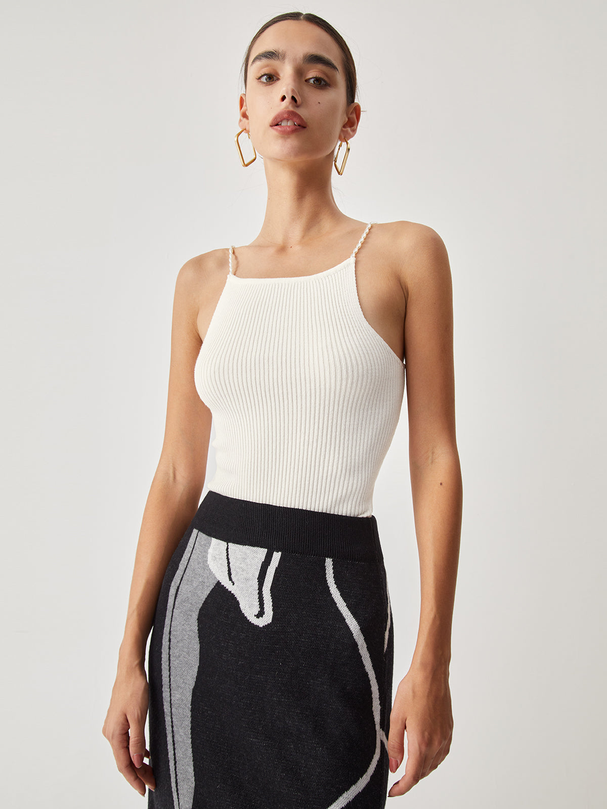 Pearl Strap Rib Cami Top