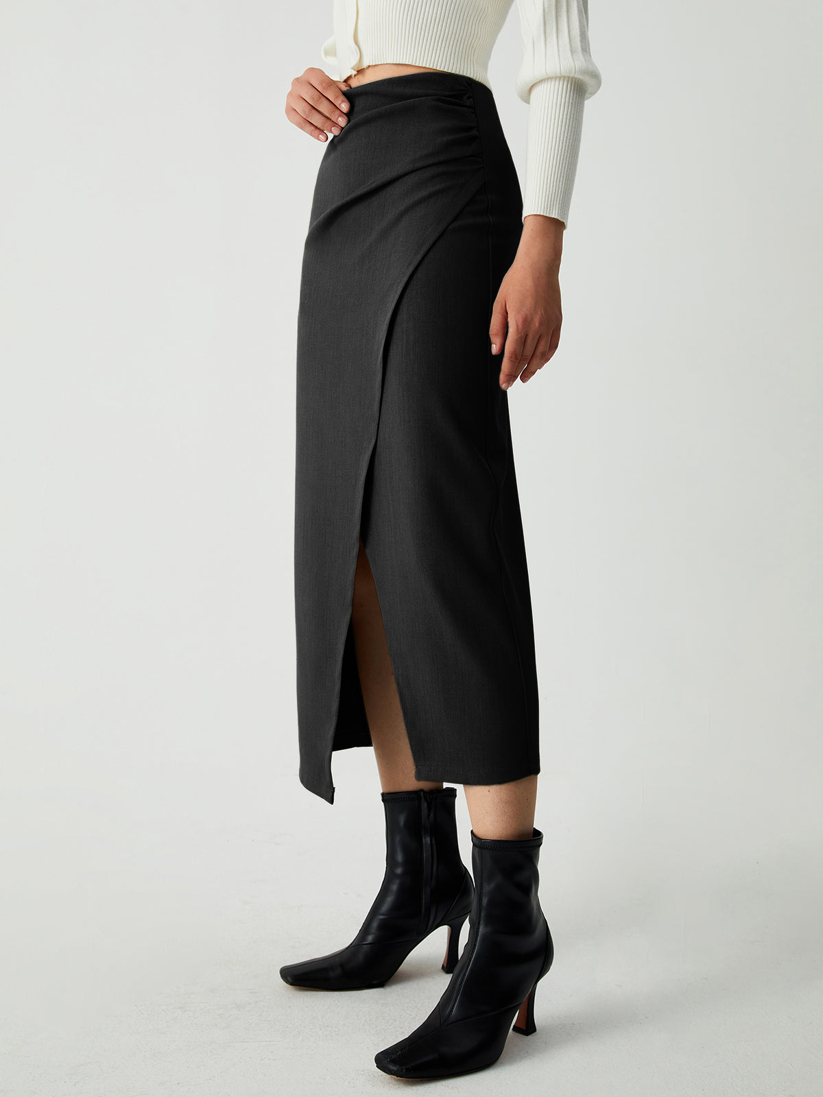 Maple Wrap Slit Midi Skirt