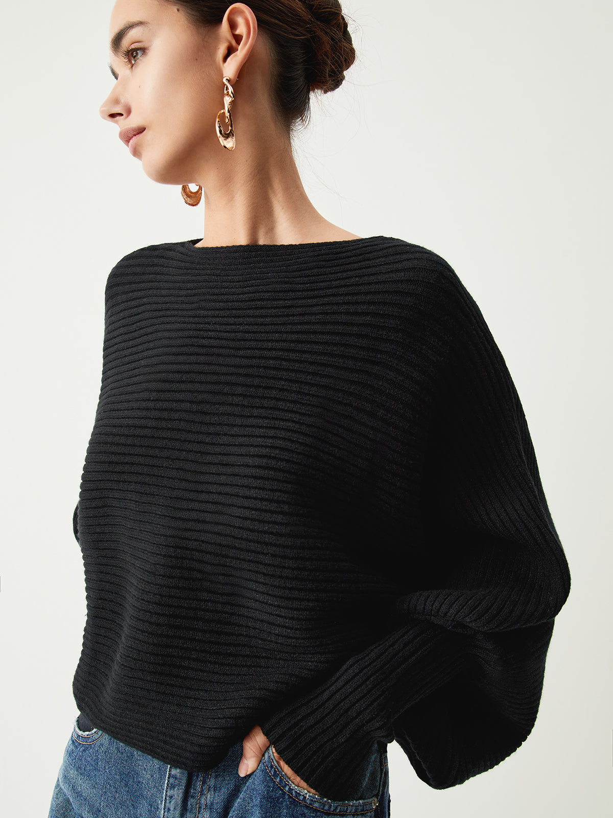 Slouchy Oversized Rib Crop Sweater