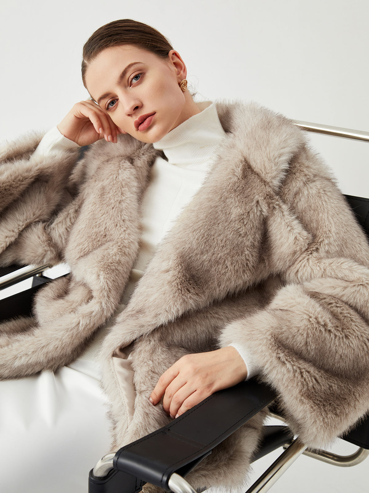 Oversized Collared Faux Fur Coat