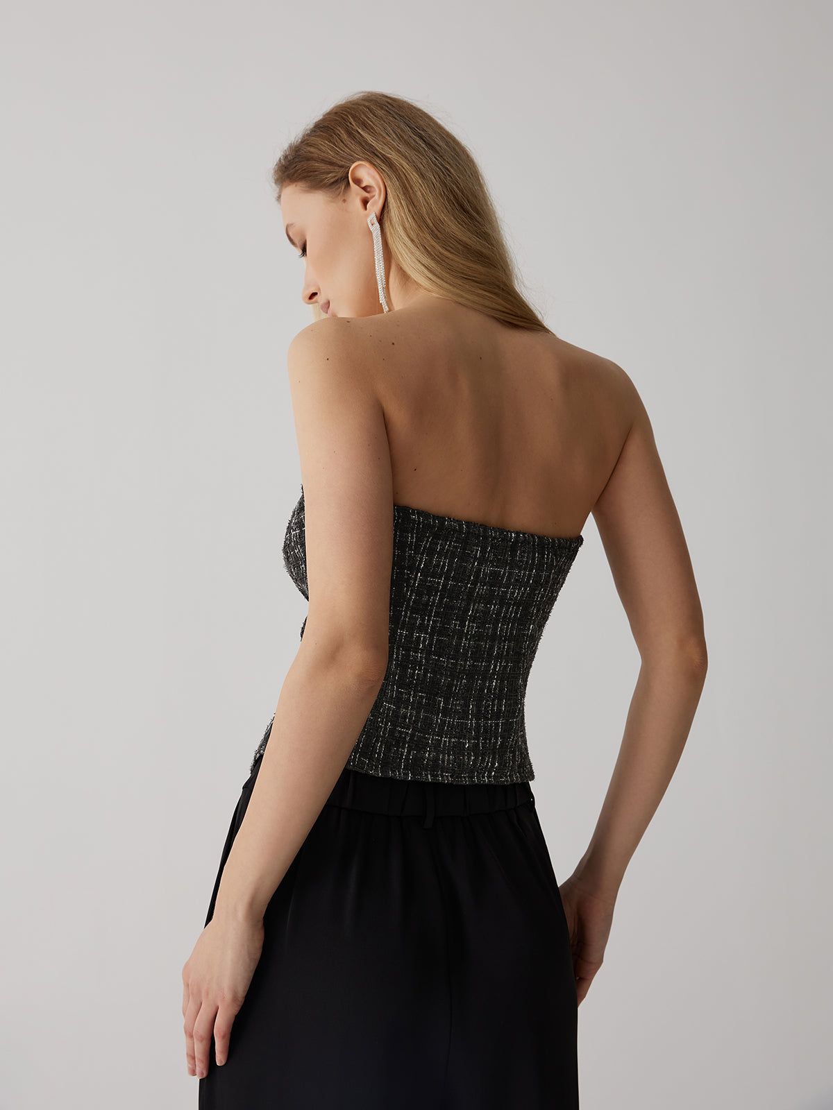 Tweedknapp Ruched Tube Top