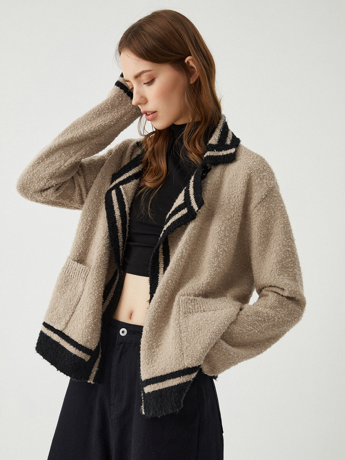 Contrast Trim Knit Cardigan