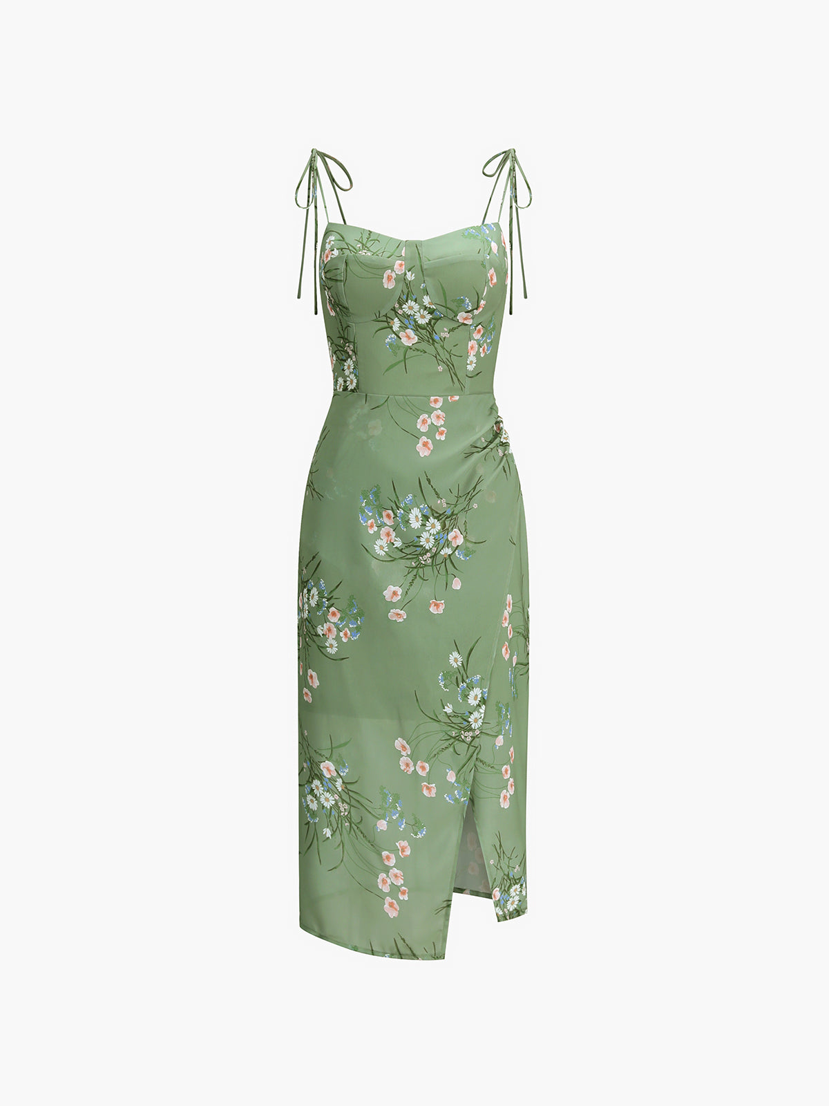 Floral Halter Chiffon Midi Dress