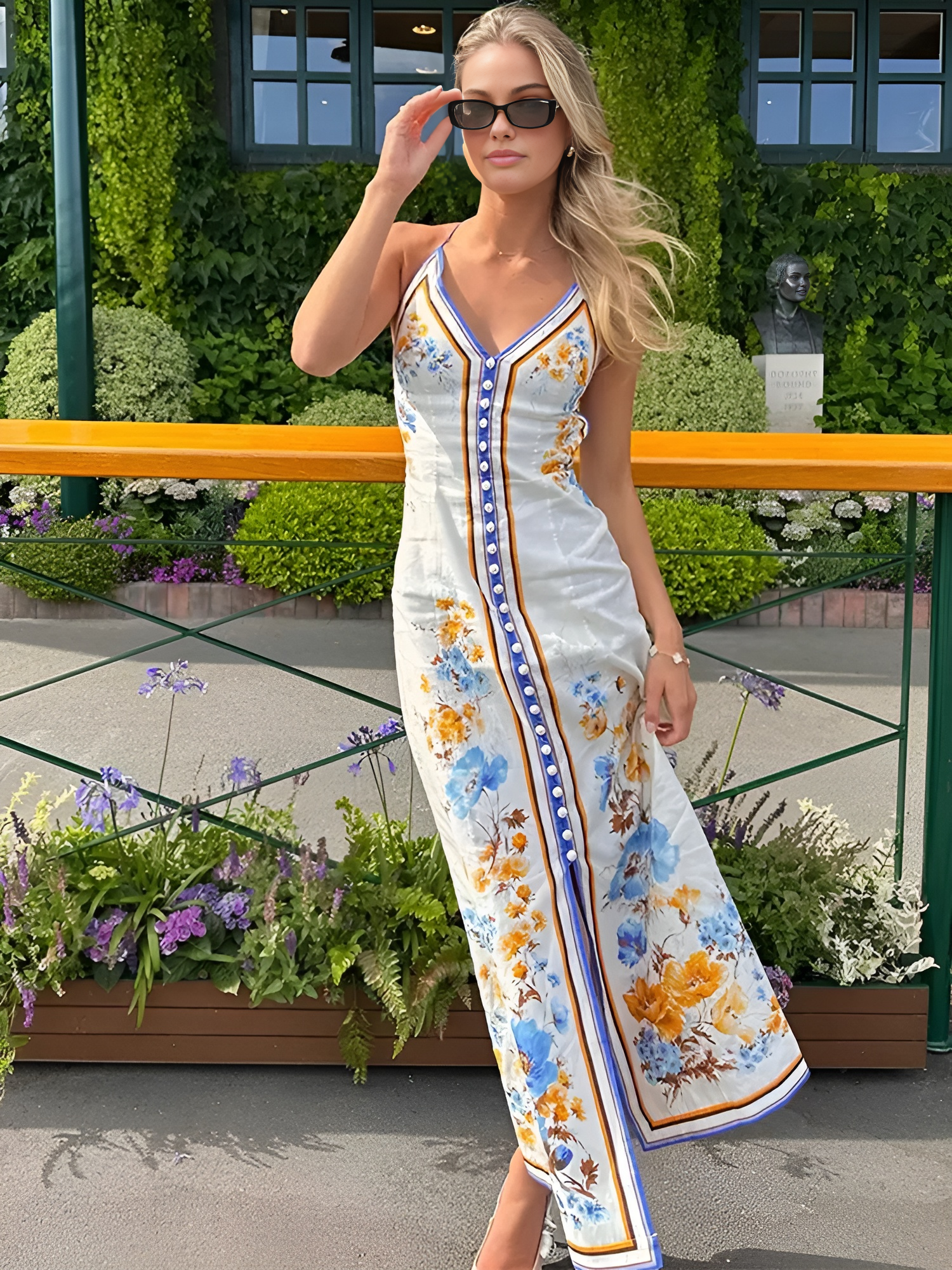 Casual Floral Printed Halter Long Dress