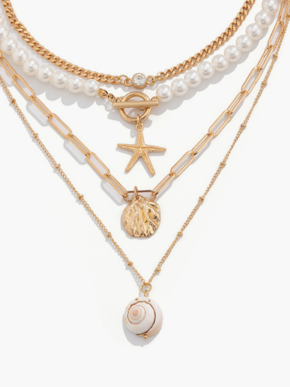 Faux Pearl Shell Beach Style Necklace