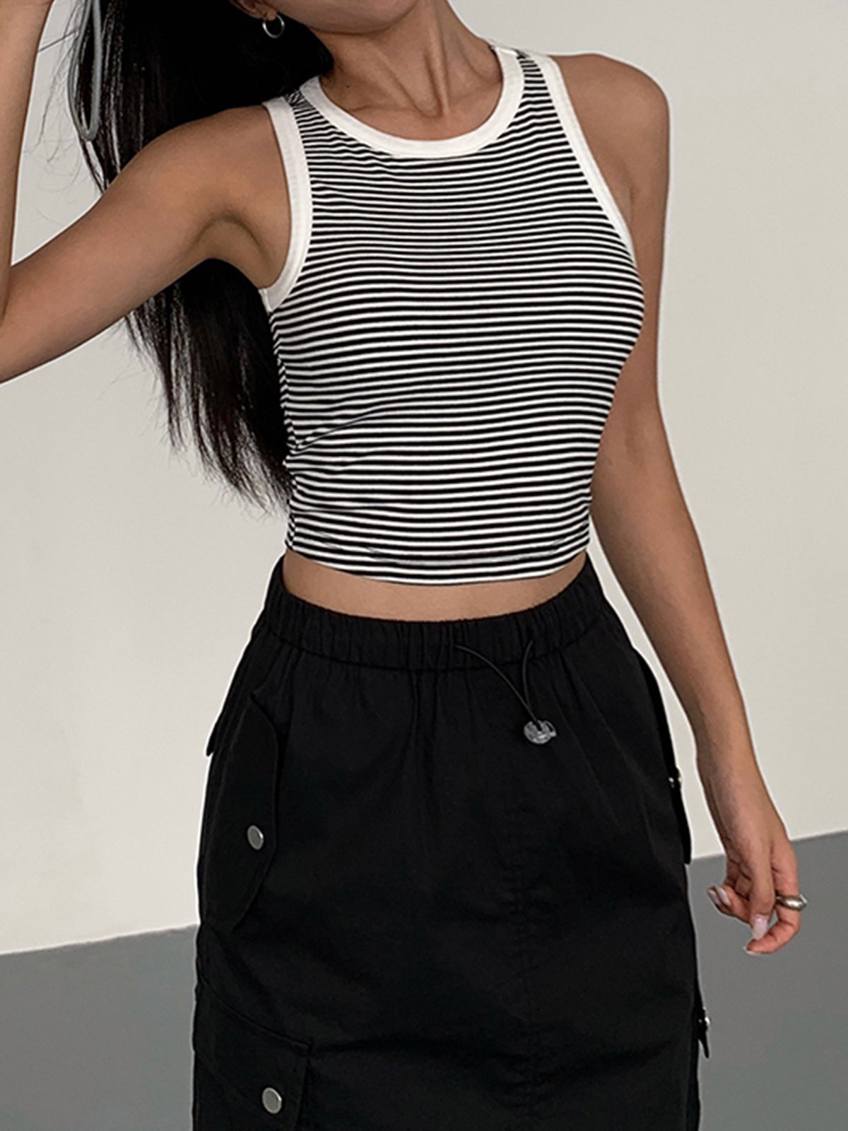 Striped Crew Neck Tank Top