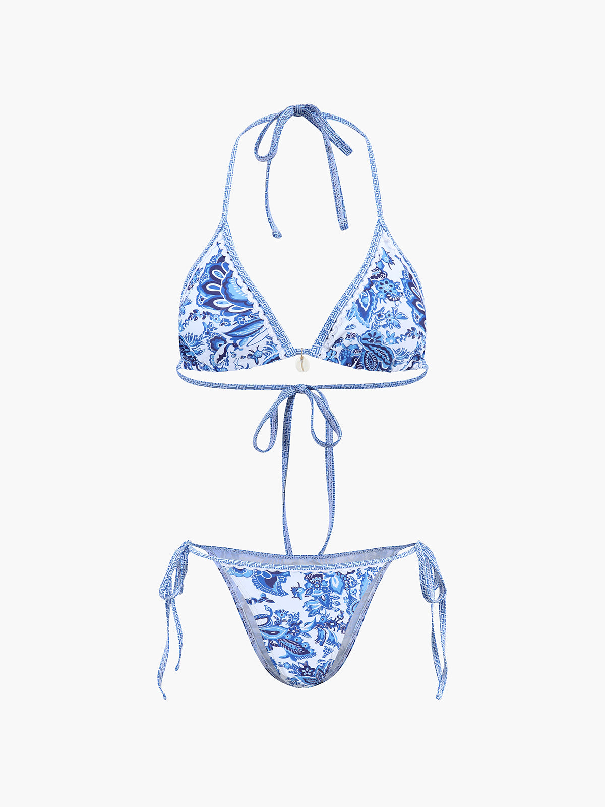 Printed Halter Knotted Bikini Set