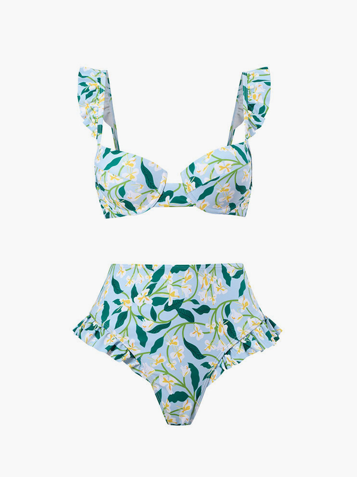 Print Ruffle Bikini Set