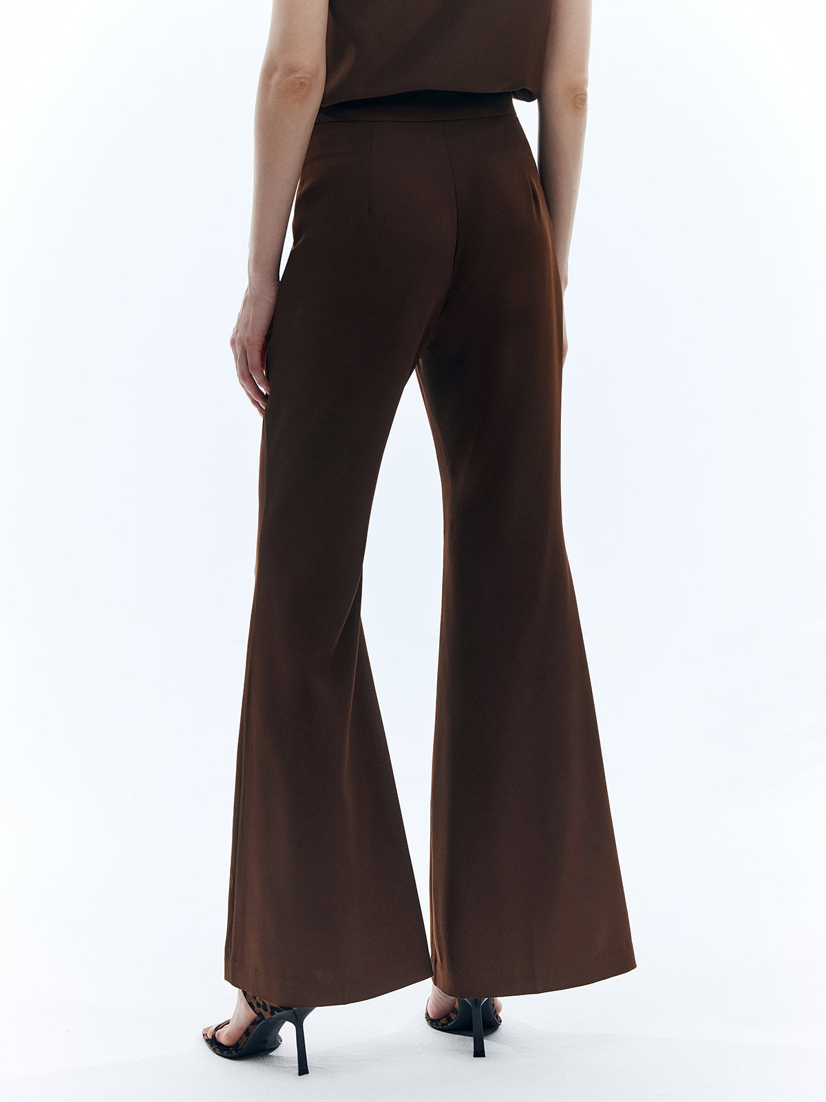 High Waist Solid Flare Pants