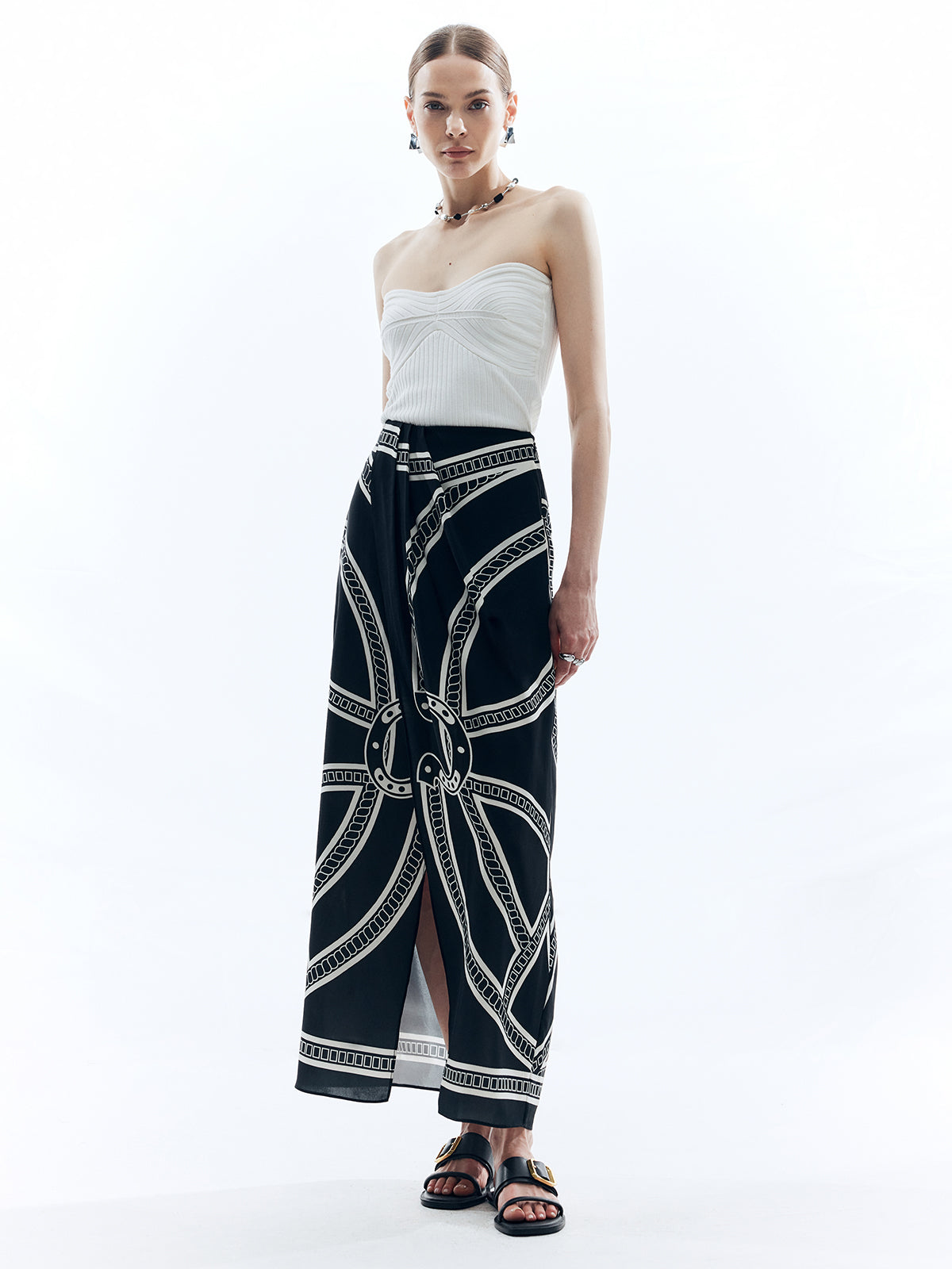 Print Split Vintage Skirt