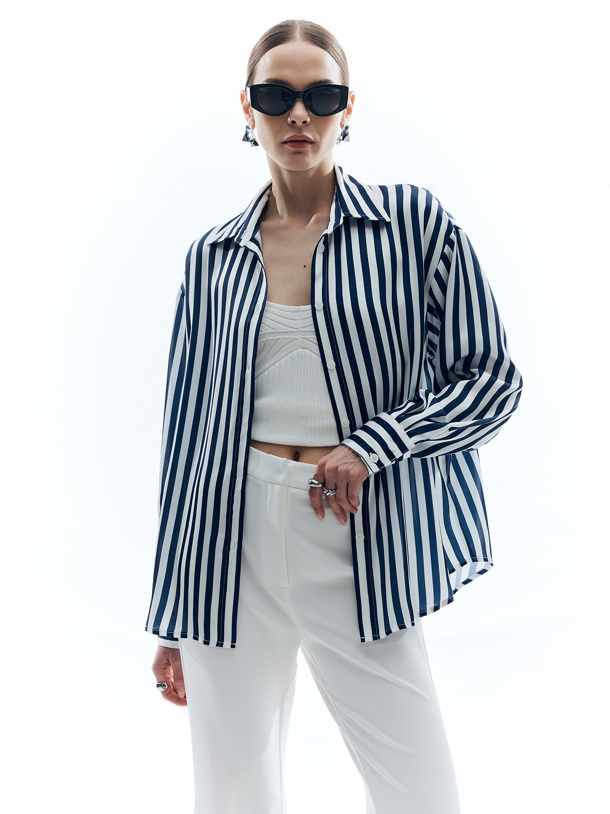 Shift Stripe Turndown Collar Shirt