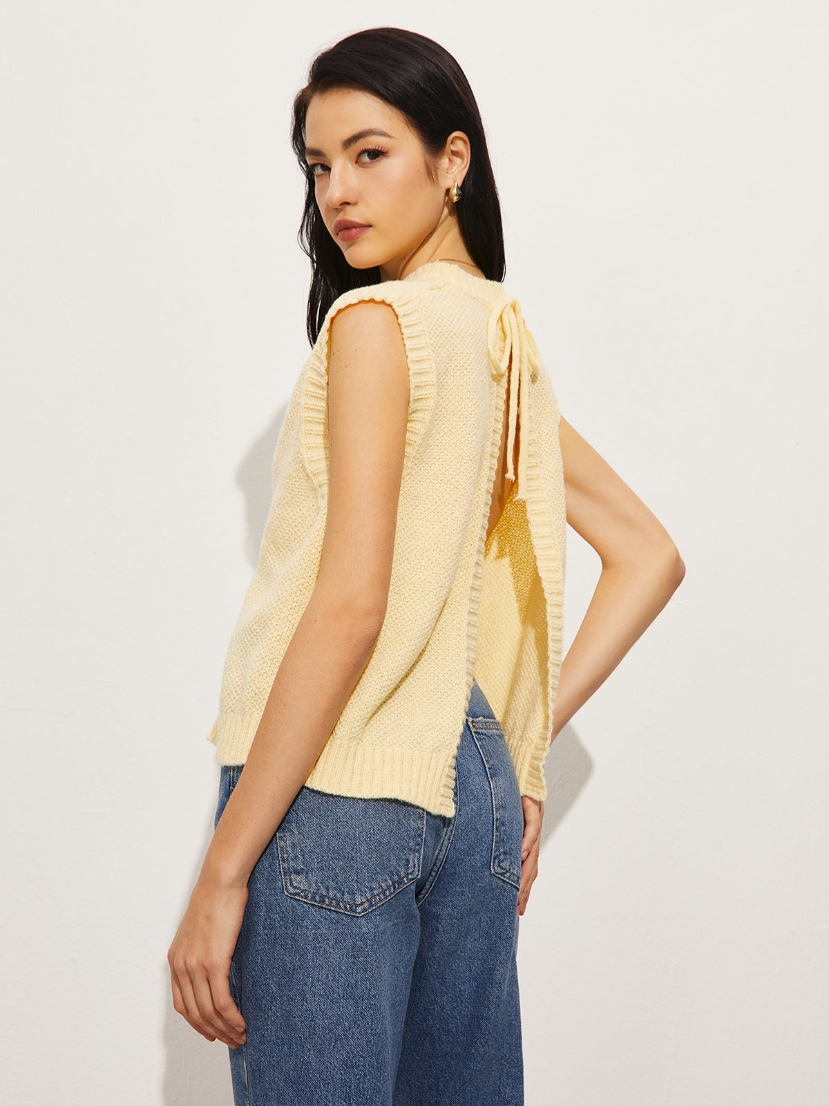 Backless Tie-Up Sweater Vest