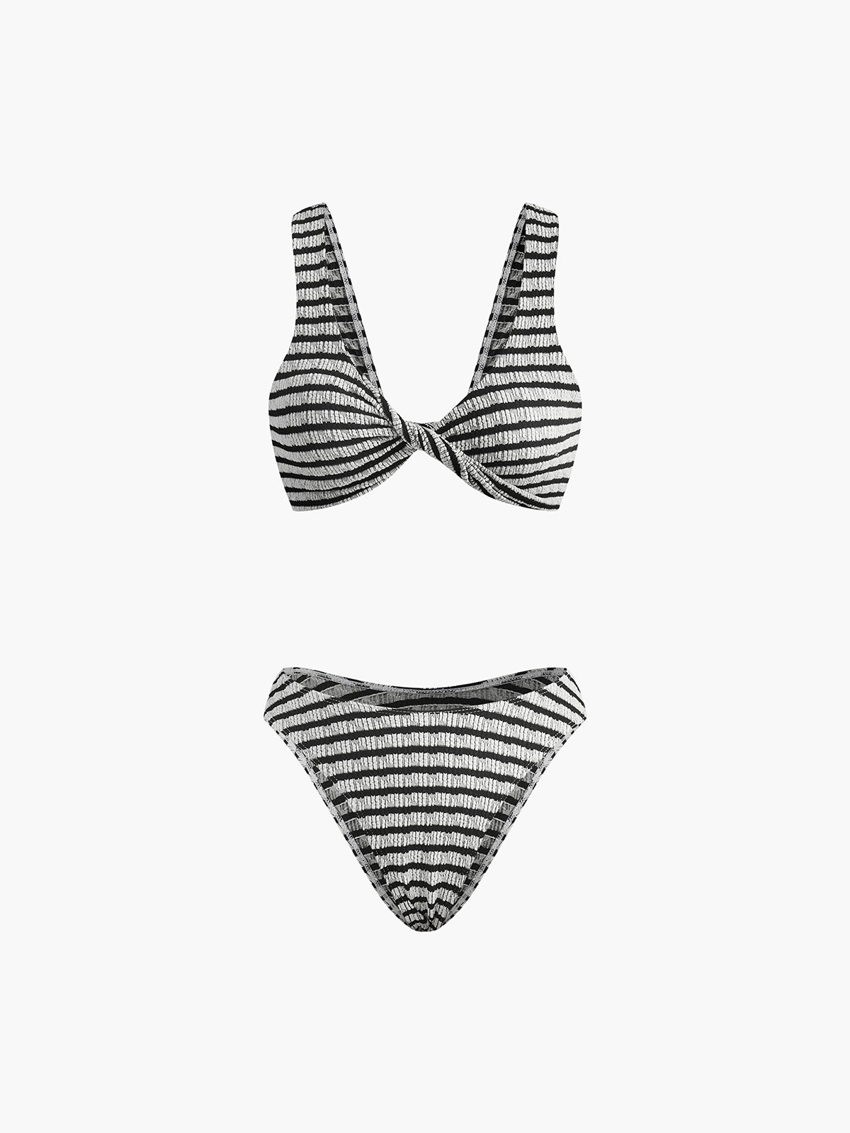 Knotted Stripe Knit Bikini Set