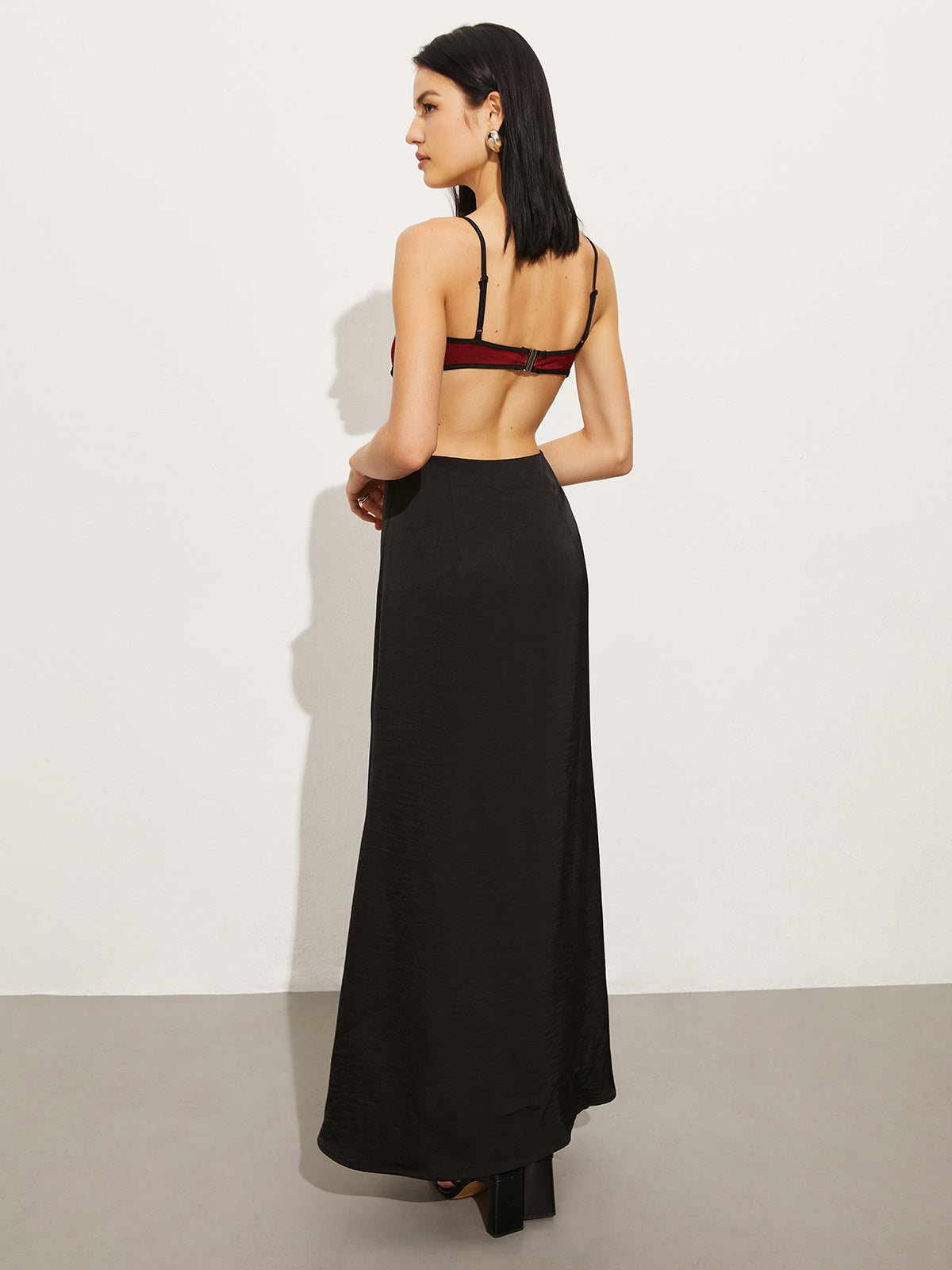 Colorblock Cutout Backless Dress