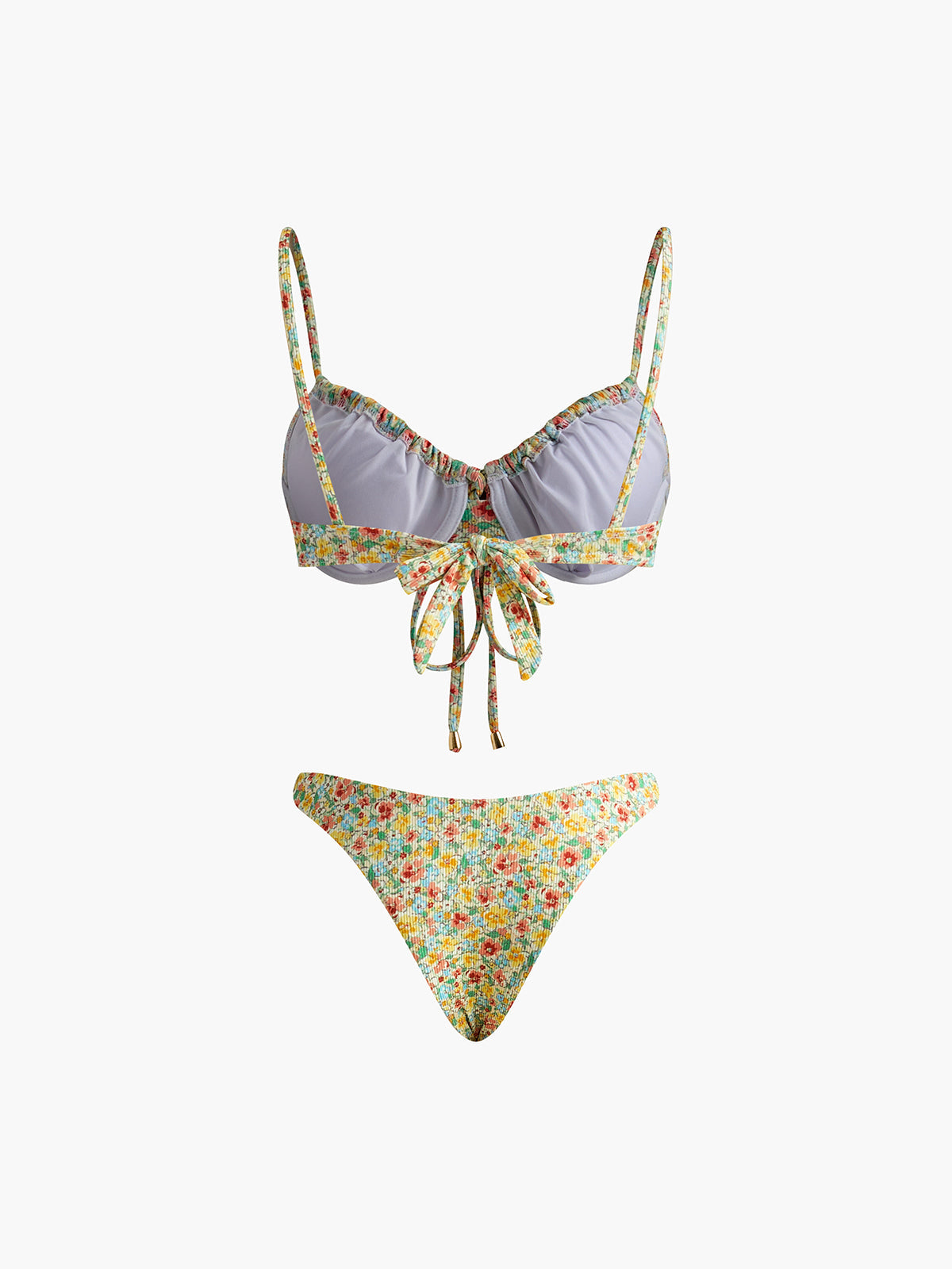 Floral Print Tie Front Bikini Set