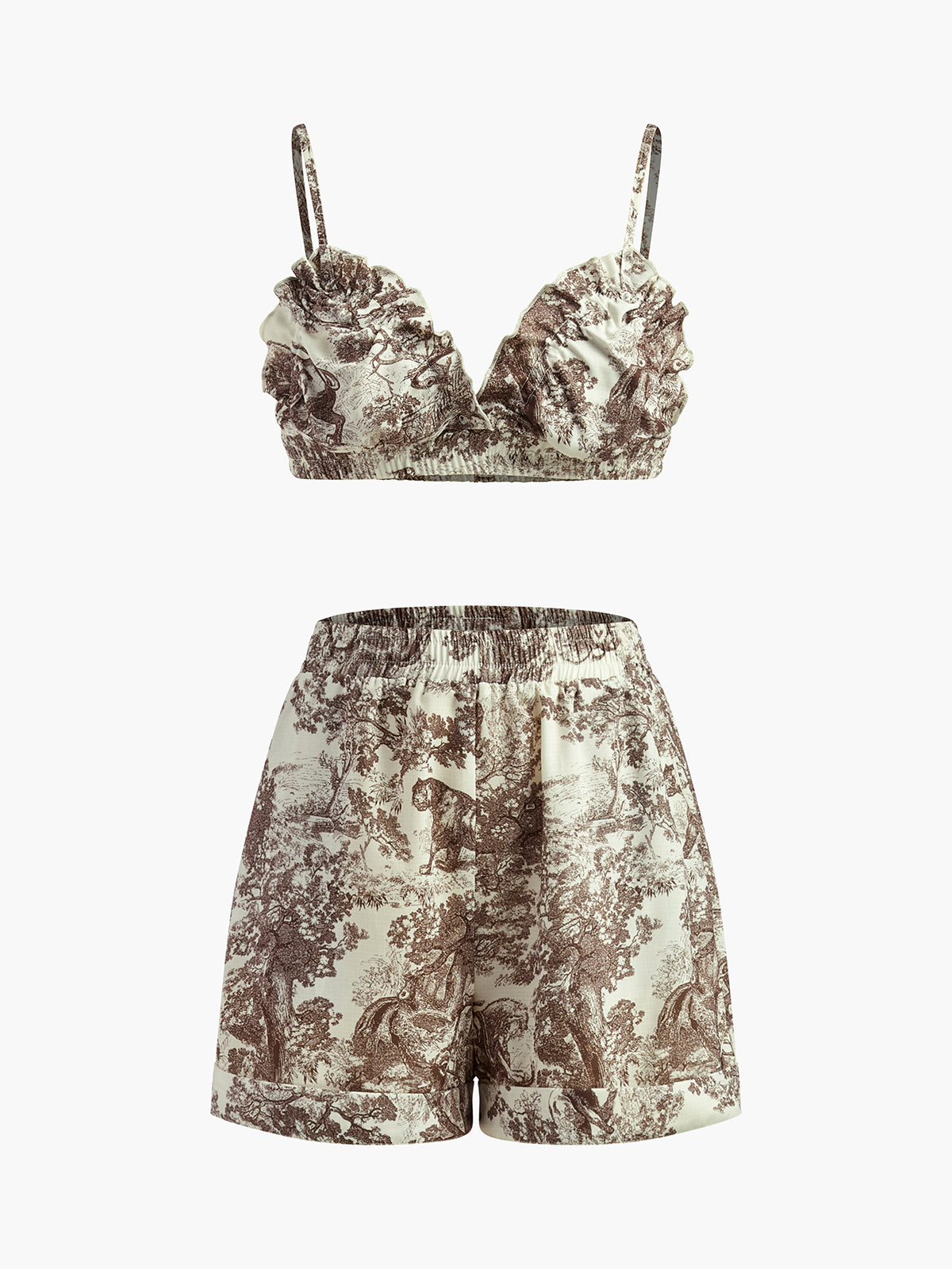 Floral Print Three Piece Shorts Set