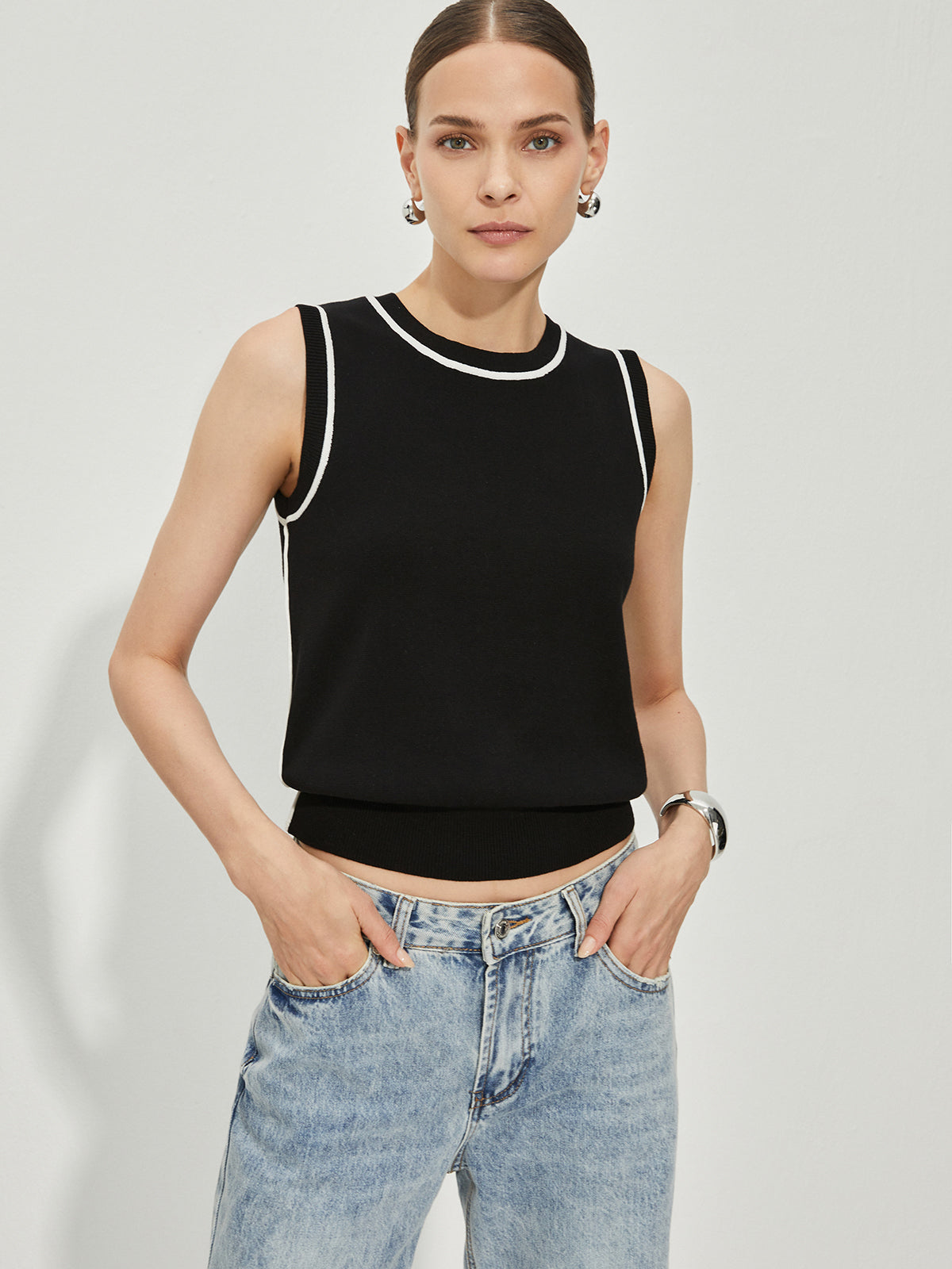 Casual Contrast Binding Tank Top