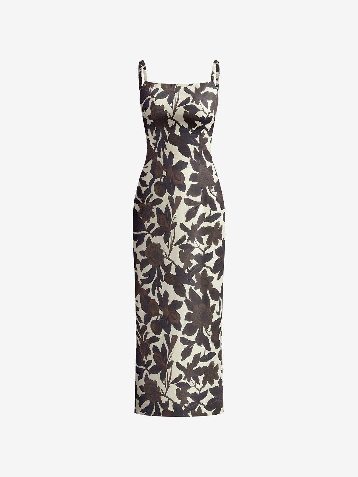 Backless Print Split Zipper Dress