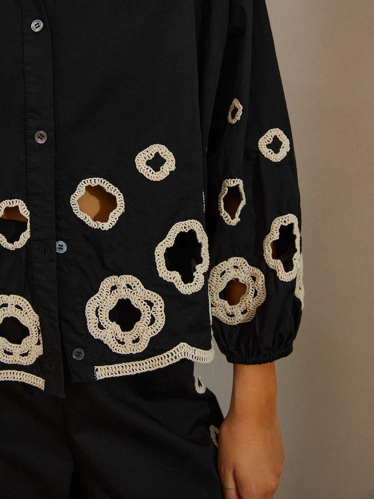 Cotton Hollow Embroidered Blouse