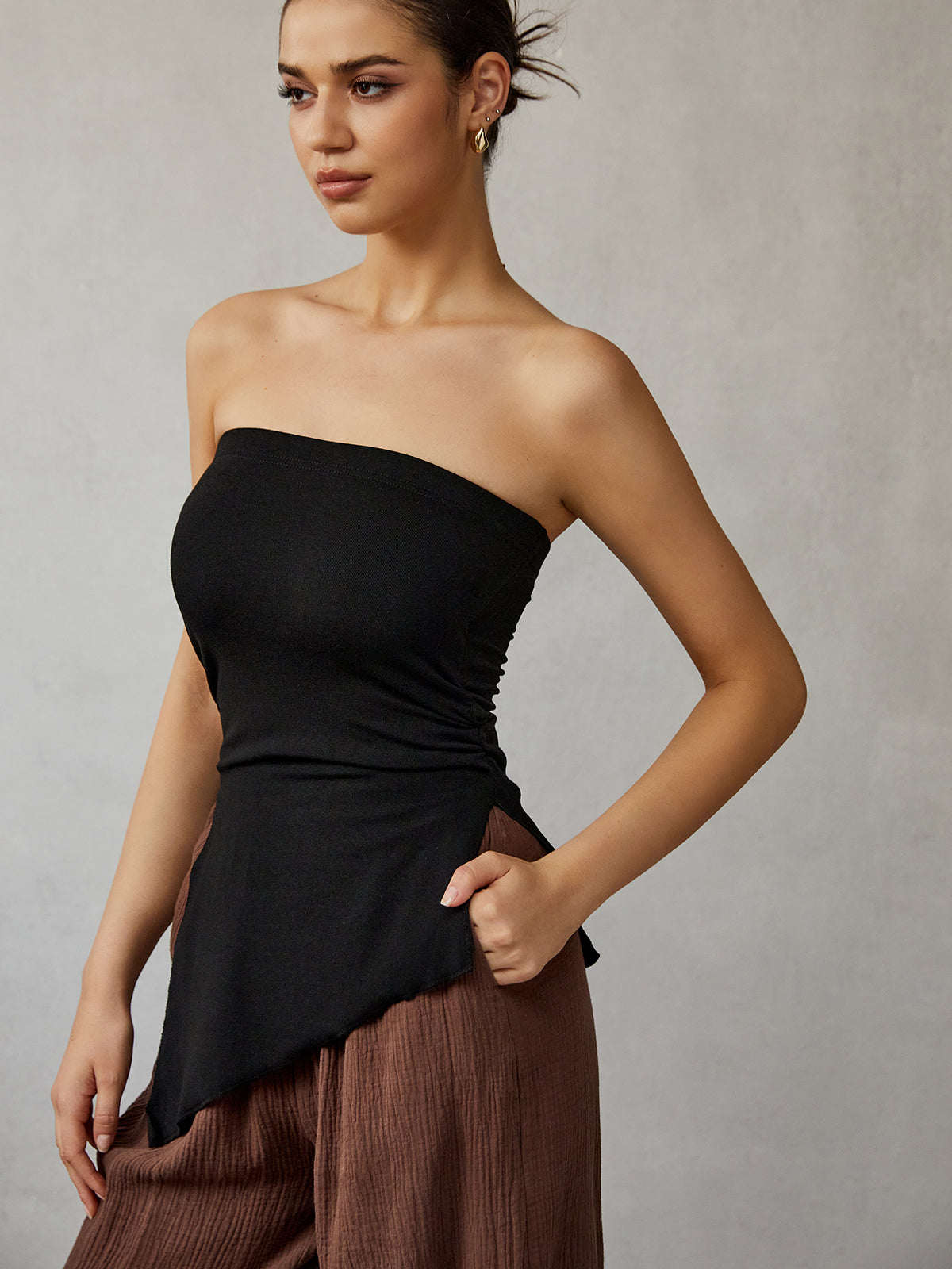 Split Plain Tube Top