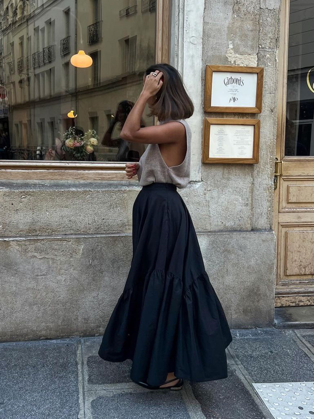 Asymmetrical Pleated Maxi Skirt