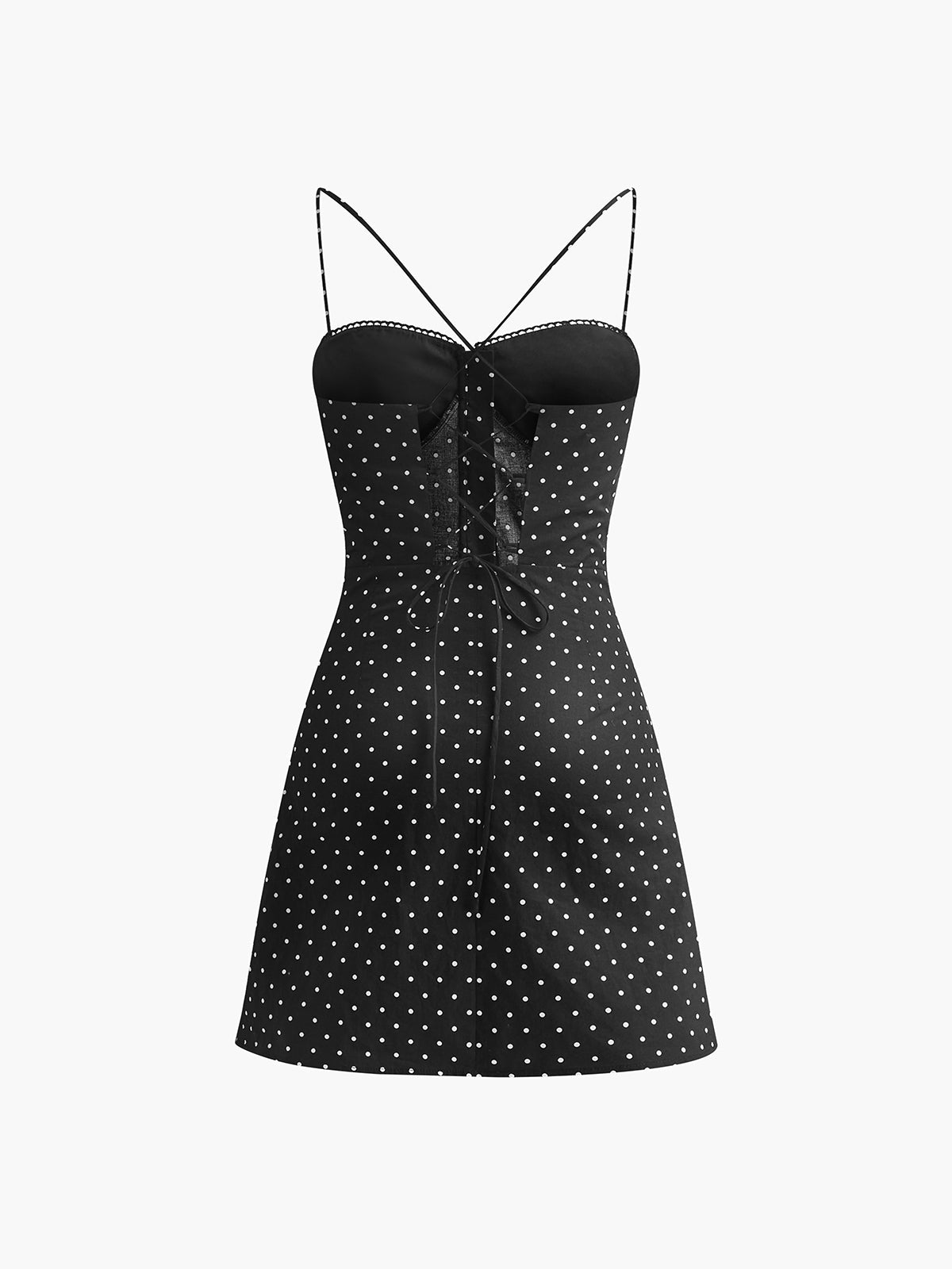 Polka Dot Knotted Back Cami Short Dress