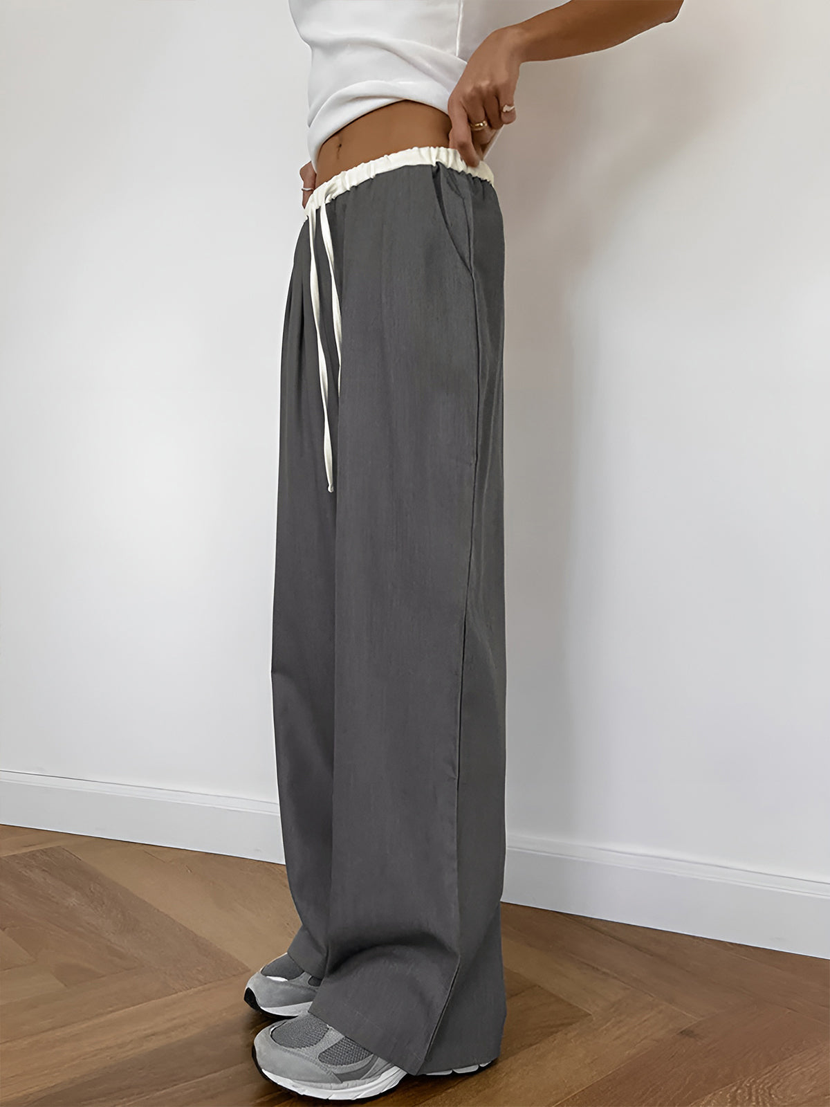 Casual Contrast Binding Pants