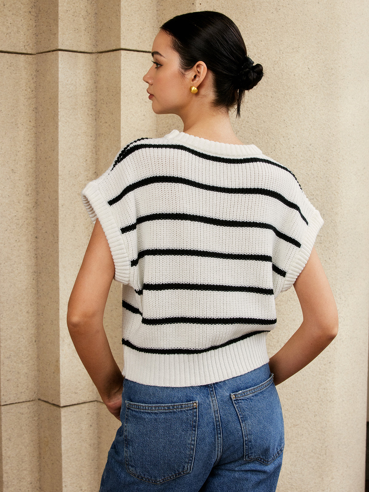 Striped Cap Sleeve Sweater