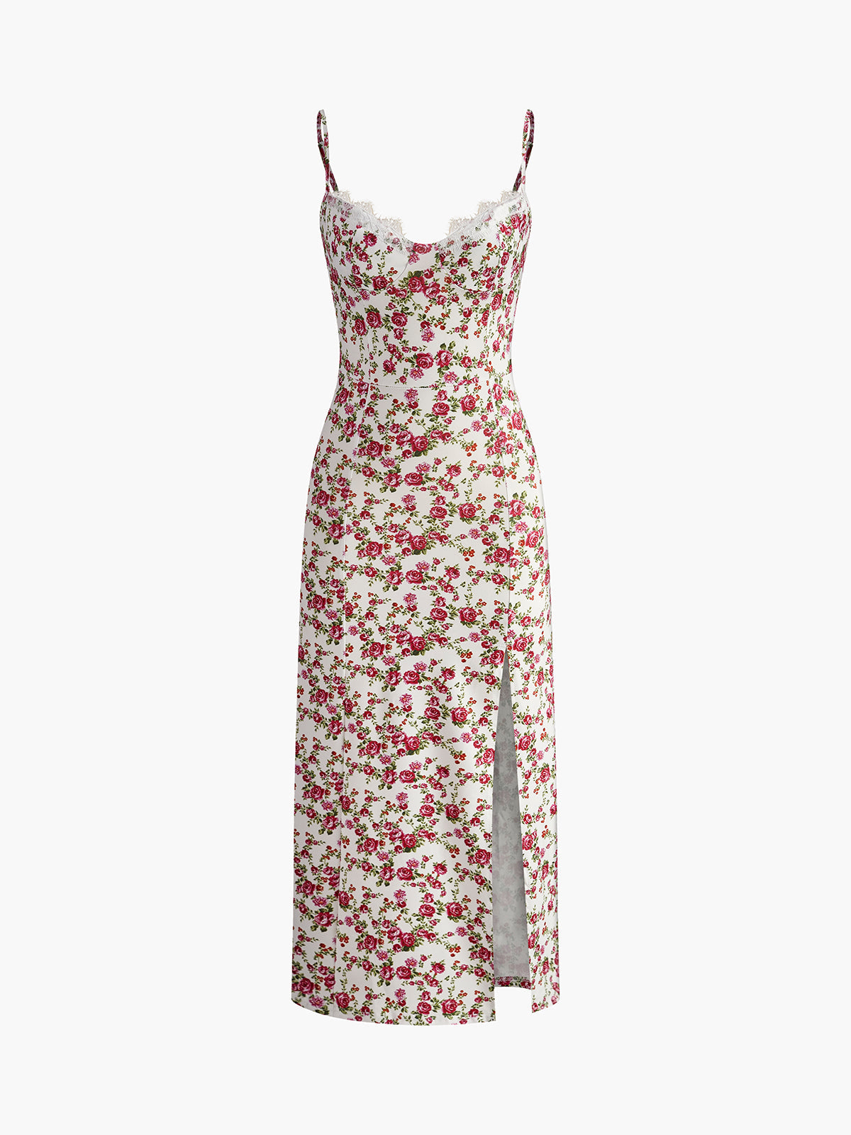 Floral Split Sweetheart Cami Dress