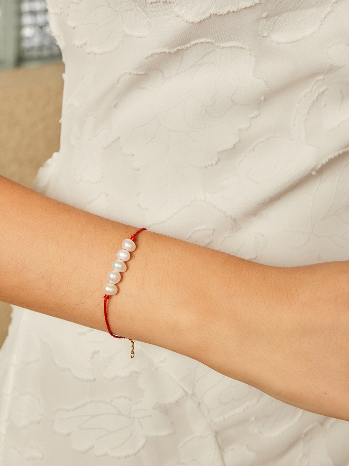 Pearl Beaded Red String Lucky Bracelet