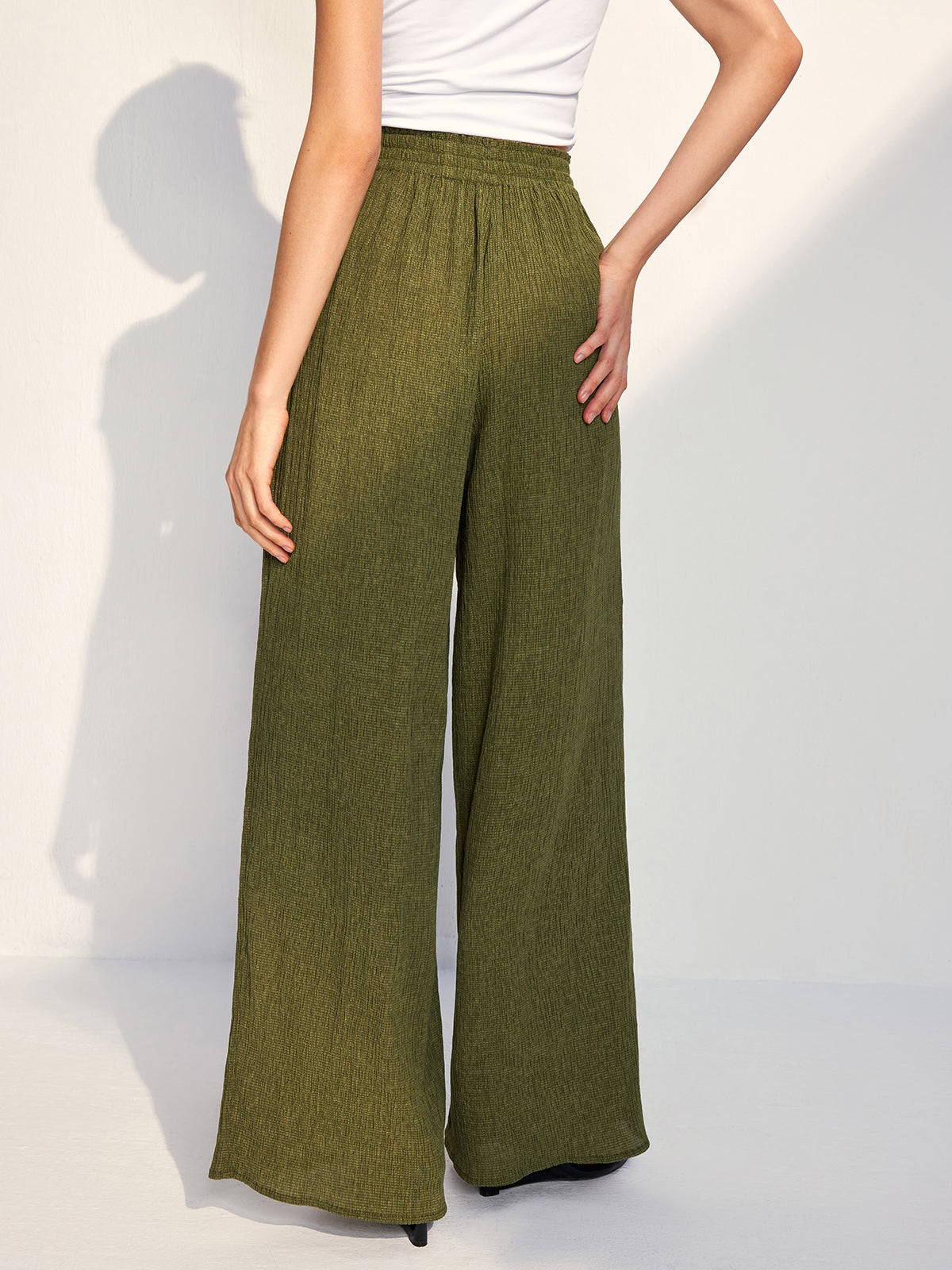 Textured Wide Leg Pants