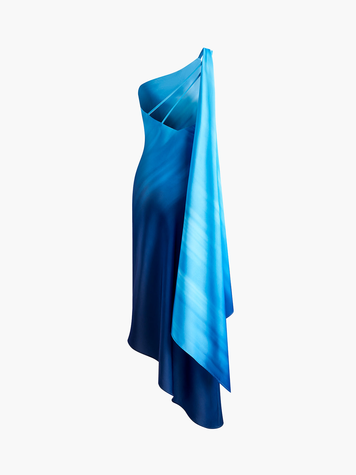 Asymmetrical One Shoulder Gradient Long Dress