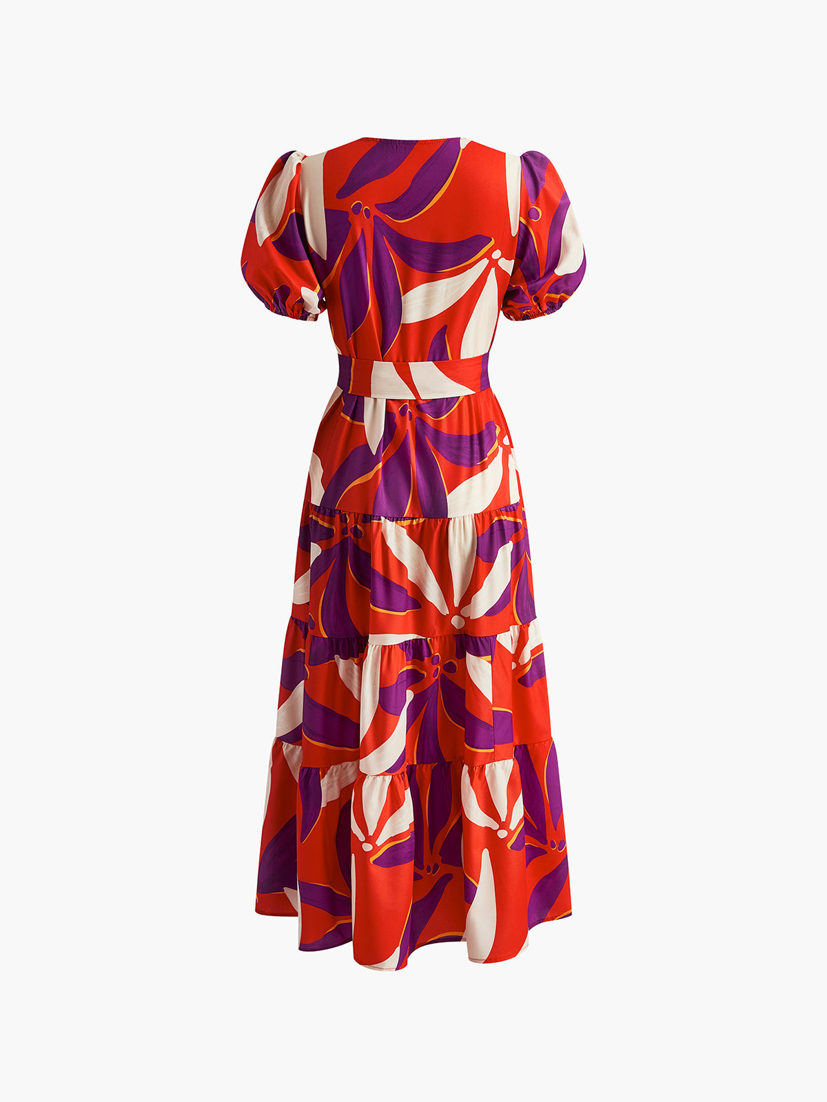 Printed Split V-Neck Midi Dress