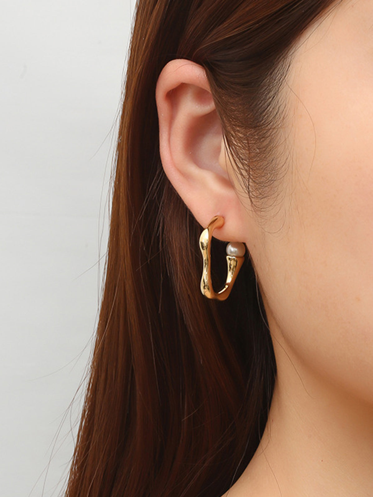 Irregular Pearl Hoop Earrings