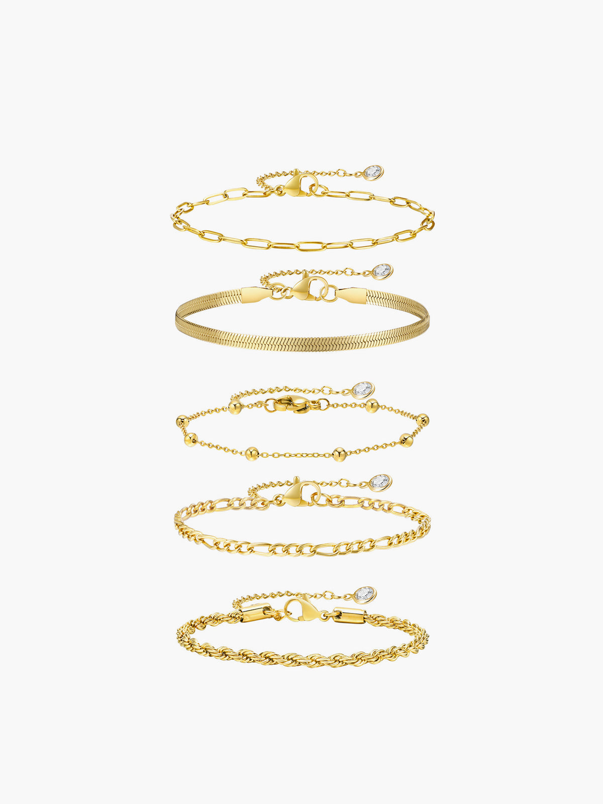 5pcs Geometric Golden Chain Bracelet