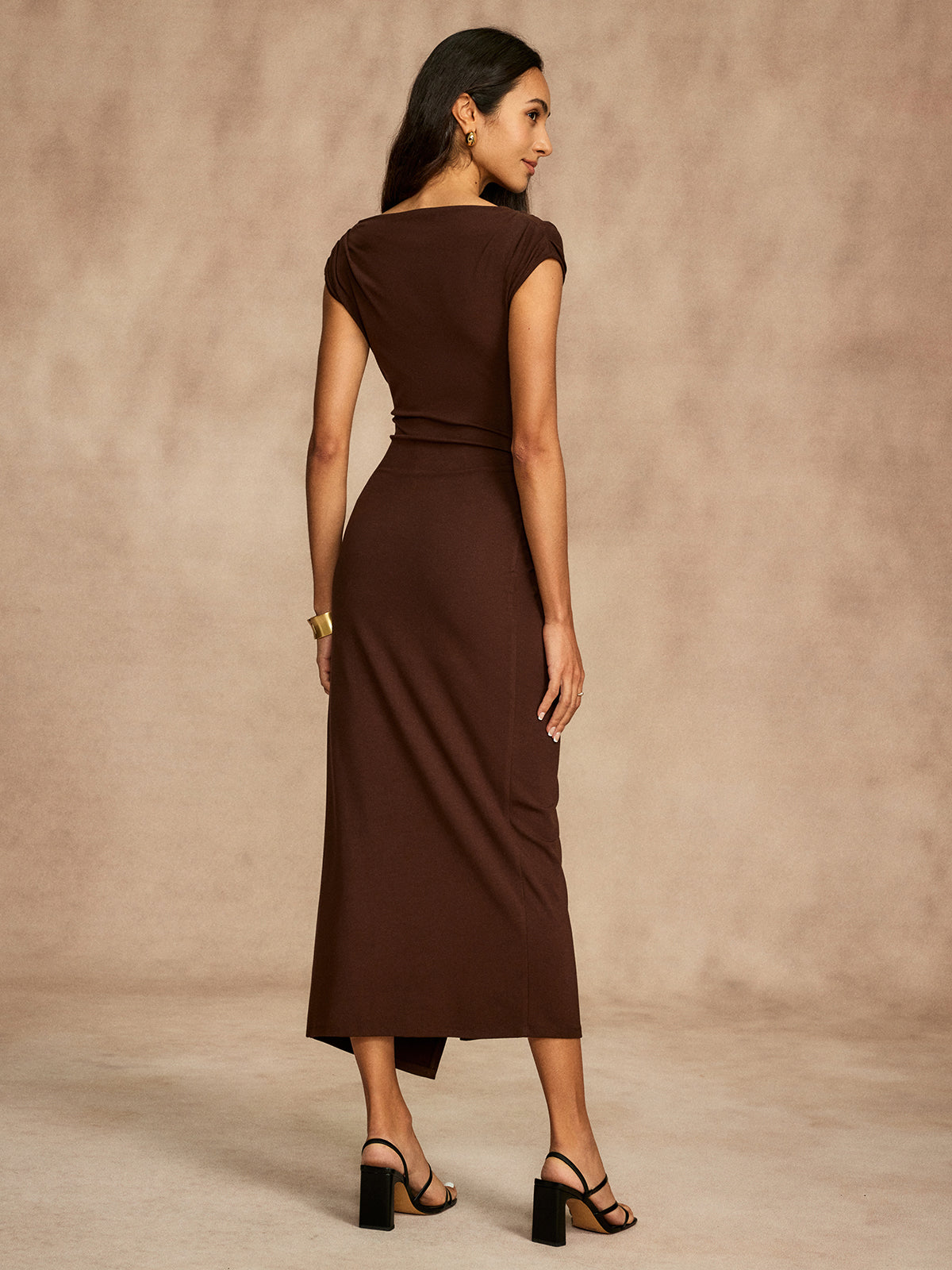 Pure Cotton Cap Sleeve Draped Dress