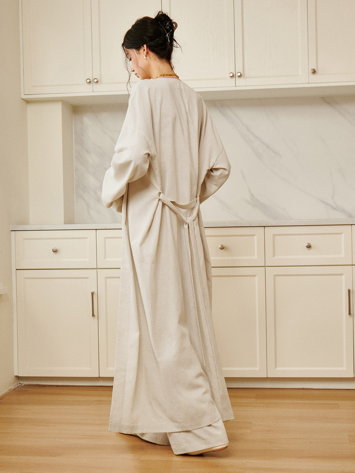 Solid Belted Draped Maxi Long Shirt