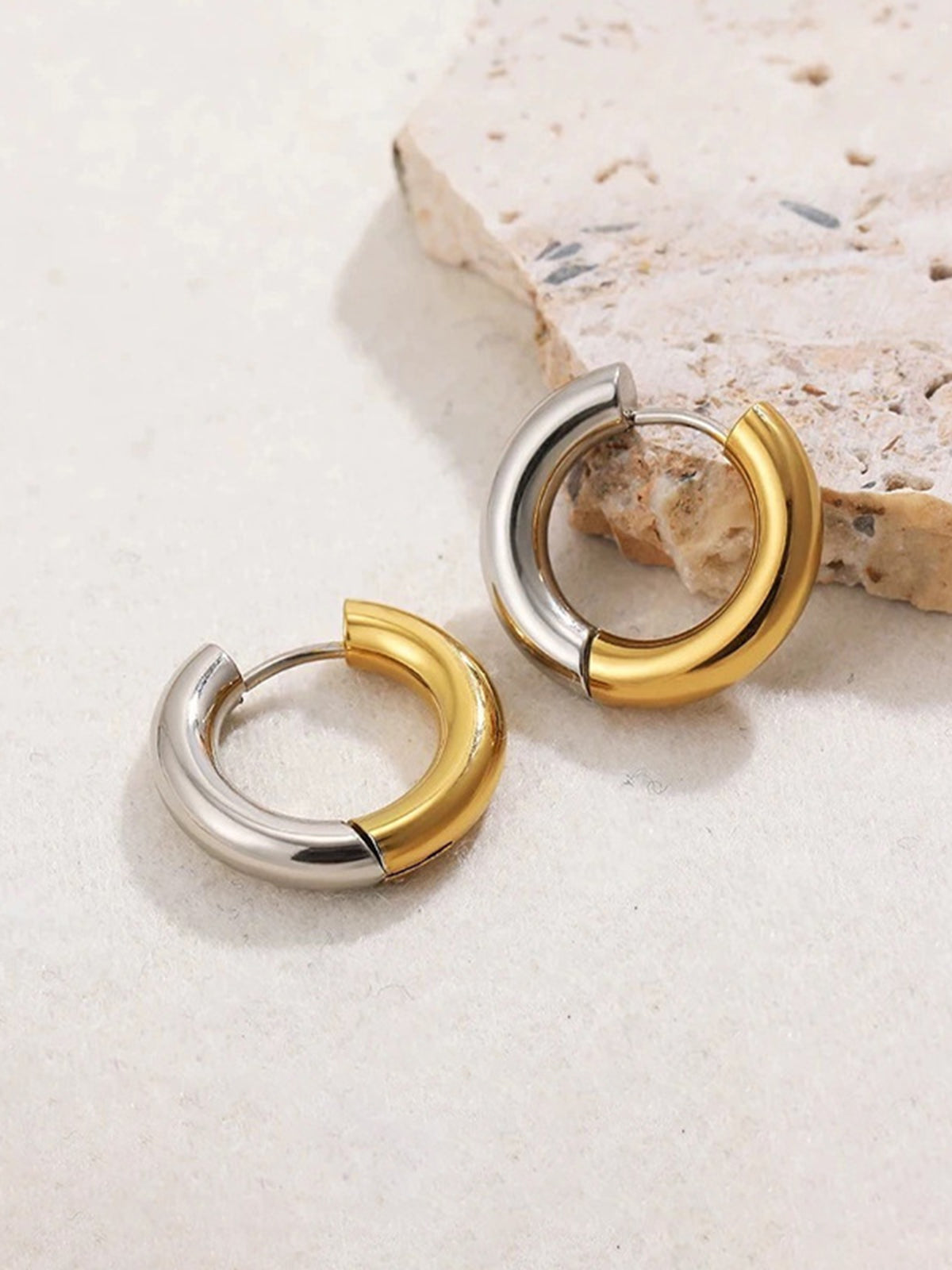 Two Tone Splicing Hoop Earrings