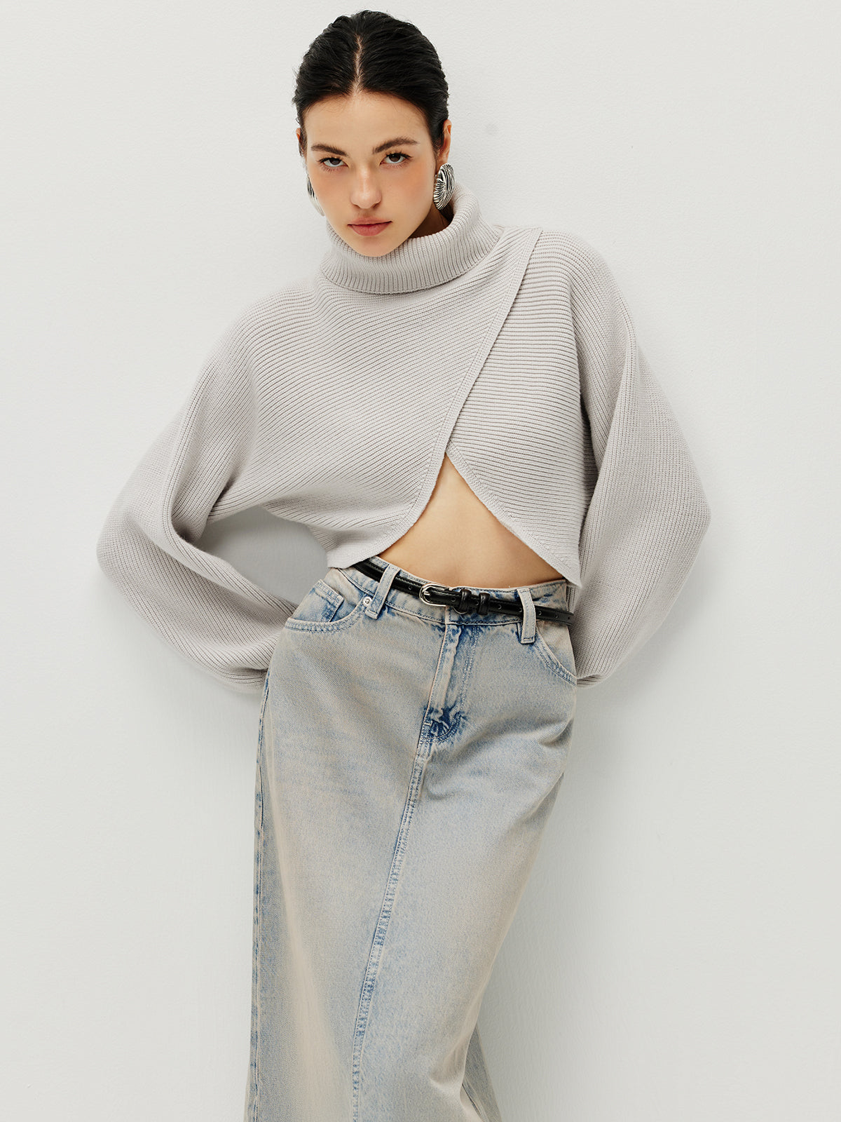 Turtleneck Batwing Sleeve Sweater