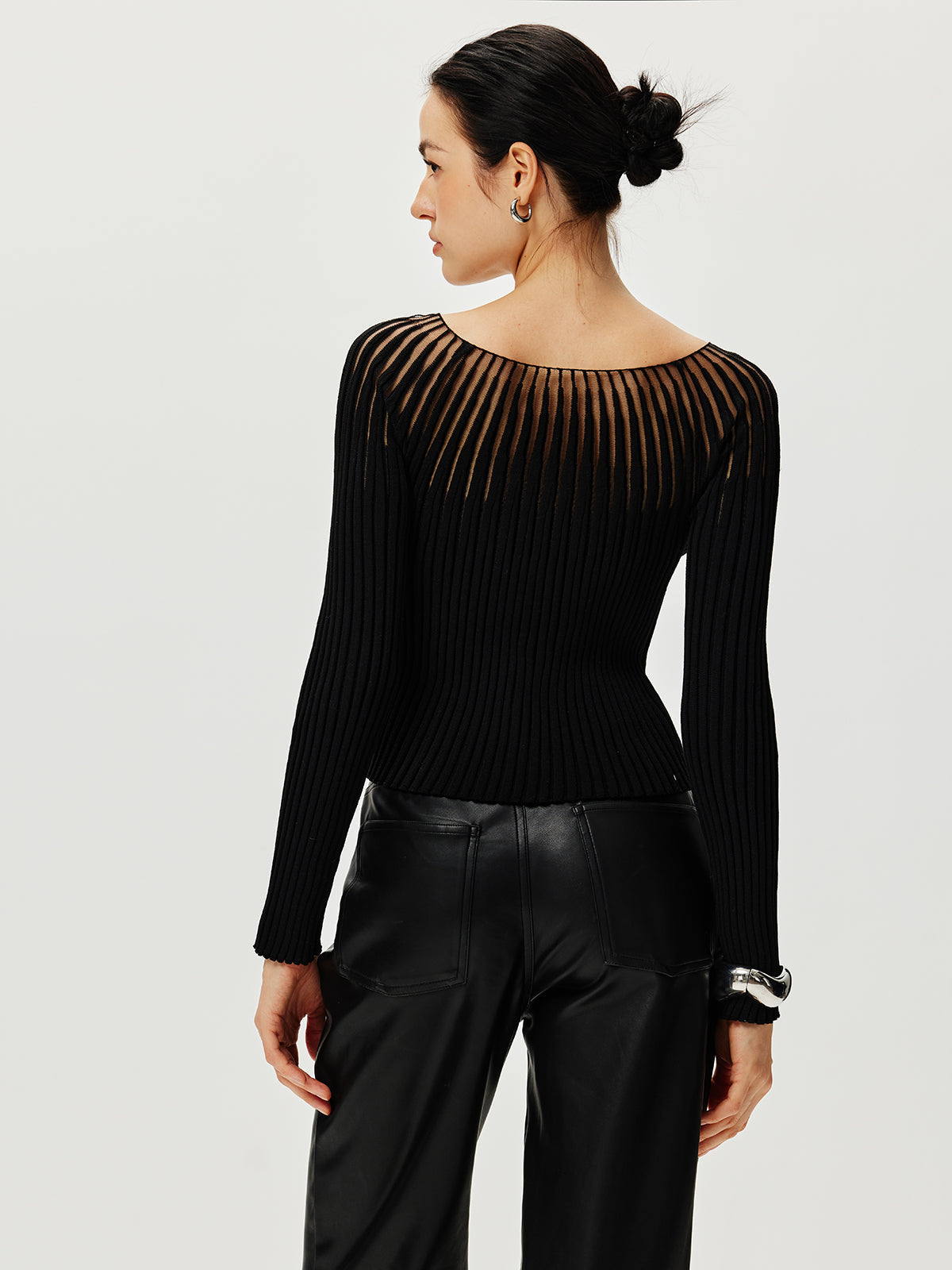 Ribbed Hollow Sweater