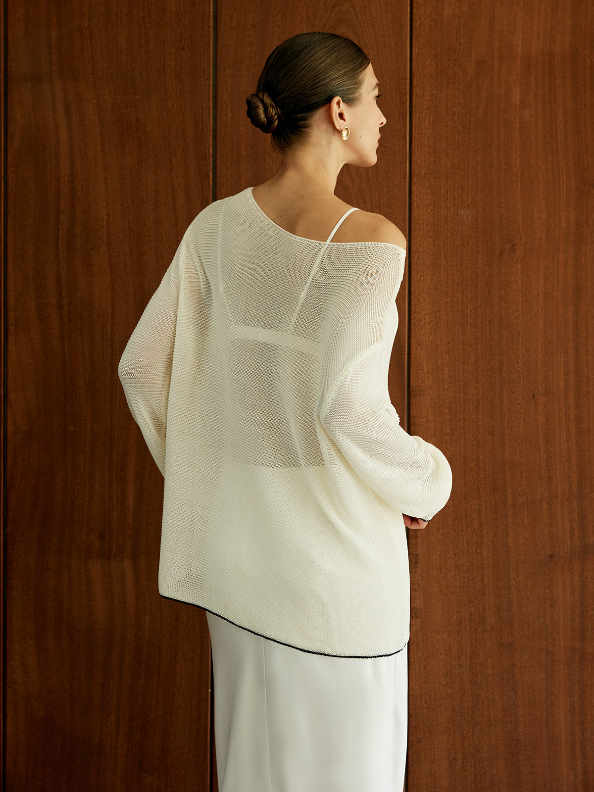 Contrast Trim Sim-Sheer Sweater