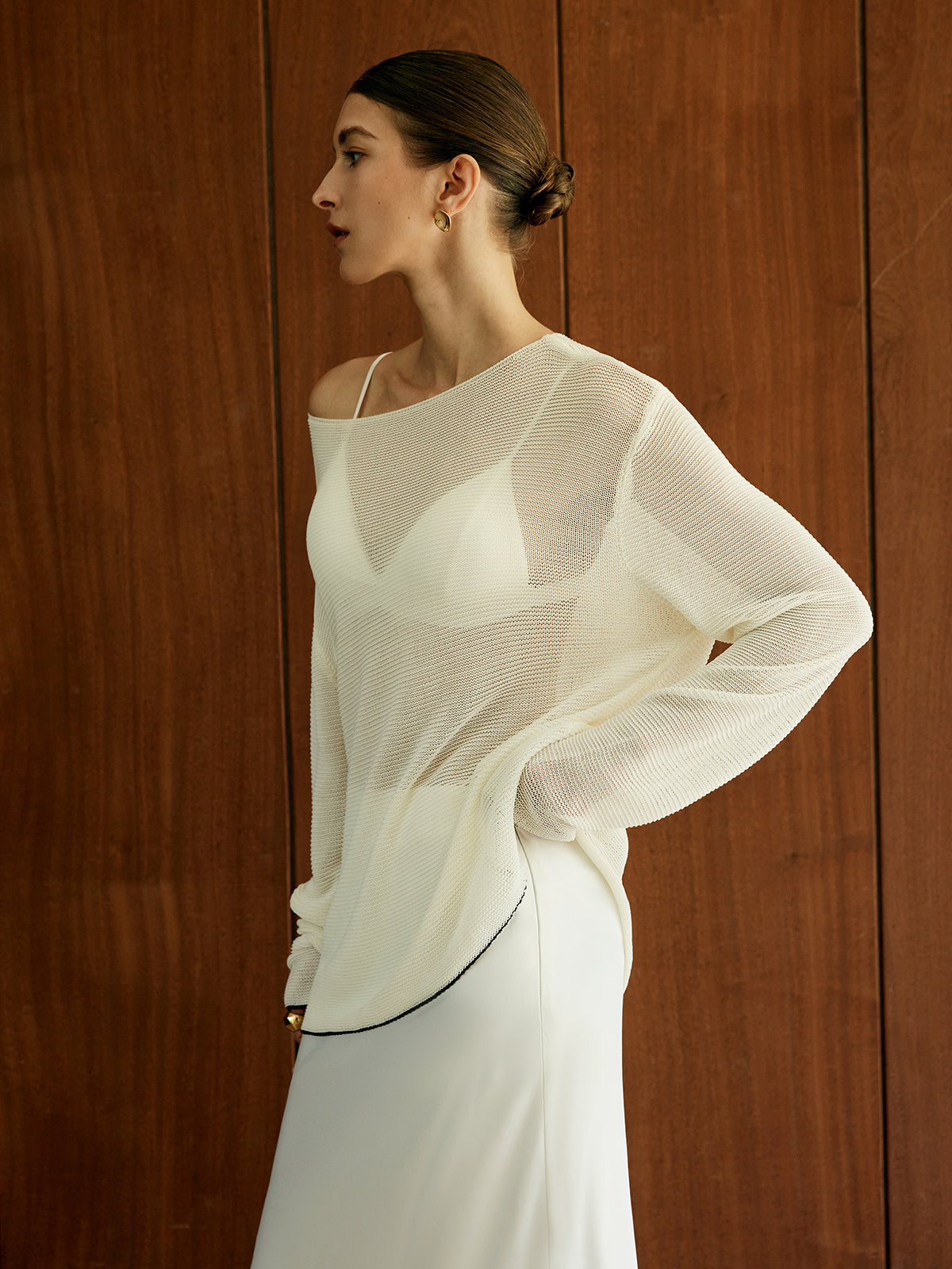 Contrast Trim Sim-Sheer Sweater