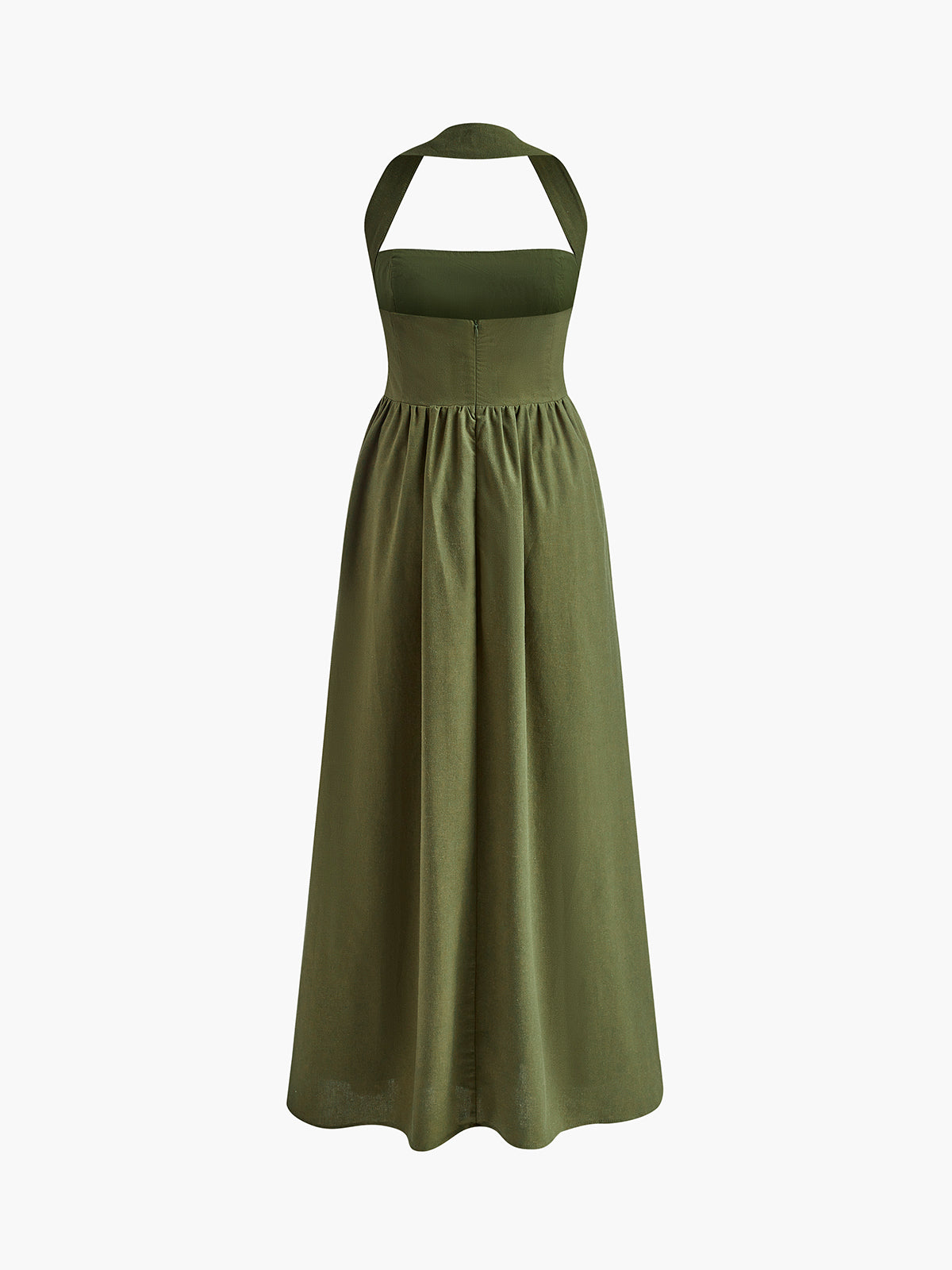 Cotton & Linen Halter A Line Long Dress