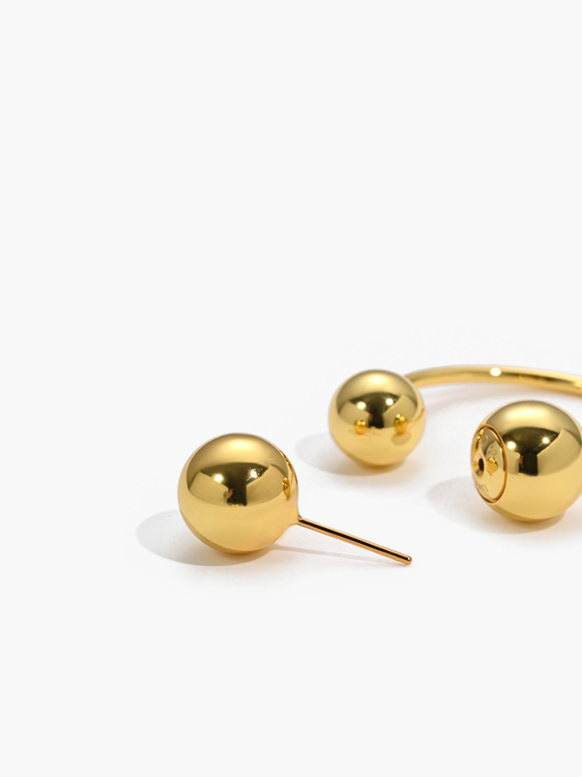 Golden Ball Stud Hoop Earrings